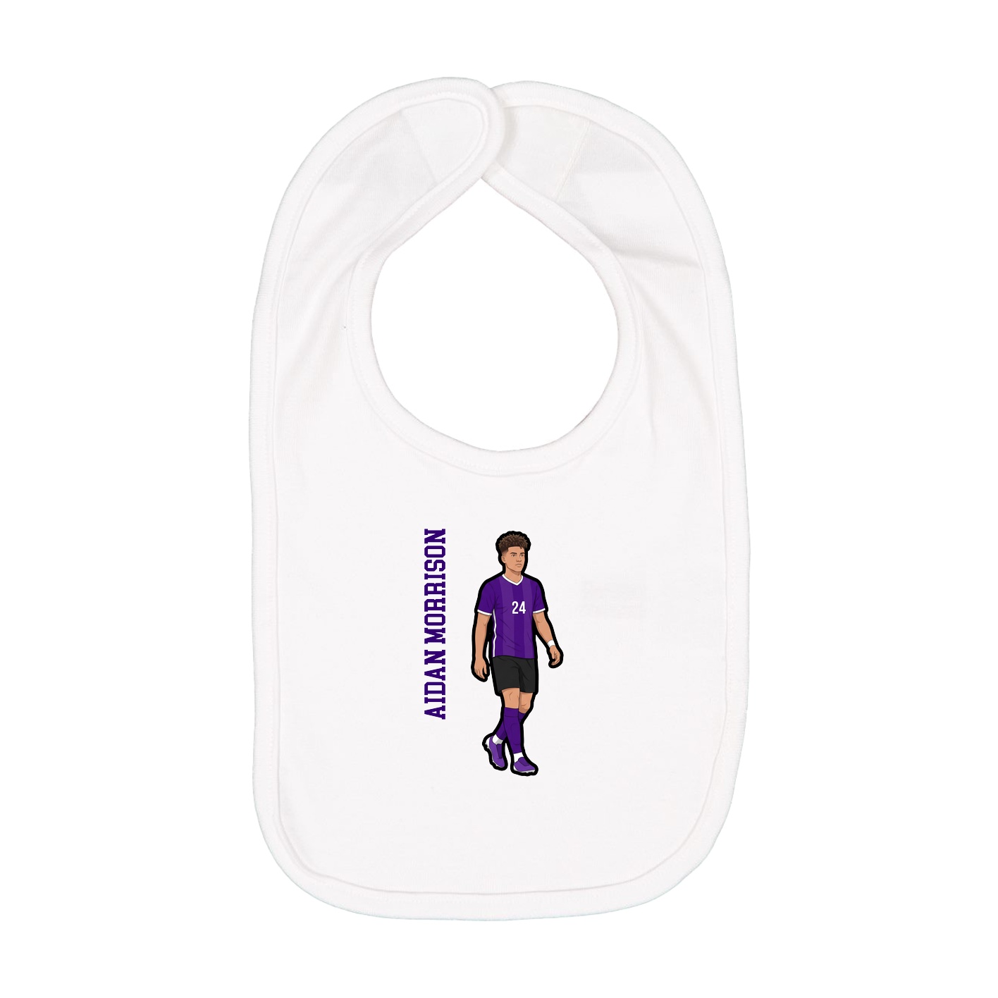 Infant Bib — Name Vertical in White