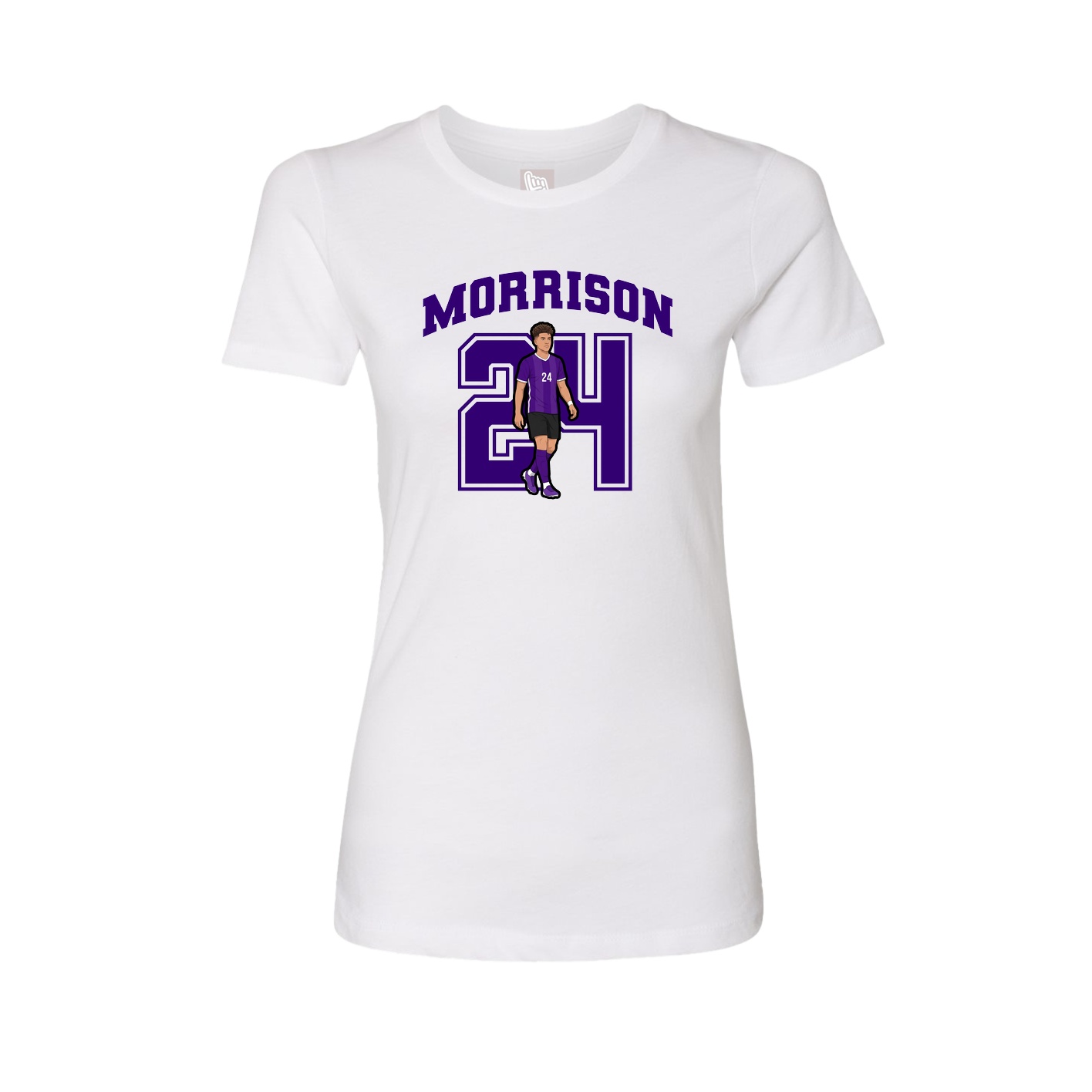 Fitted Women's Tee — Number in White