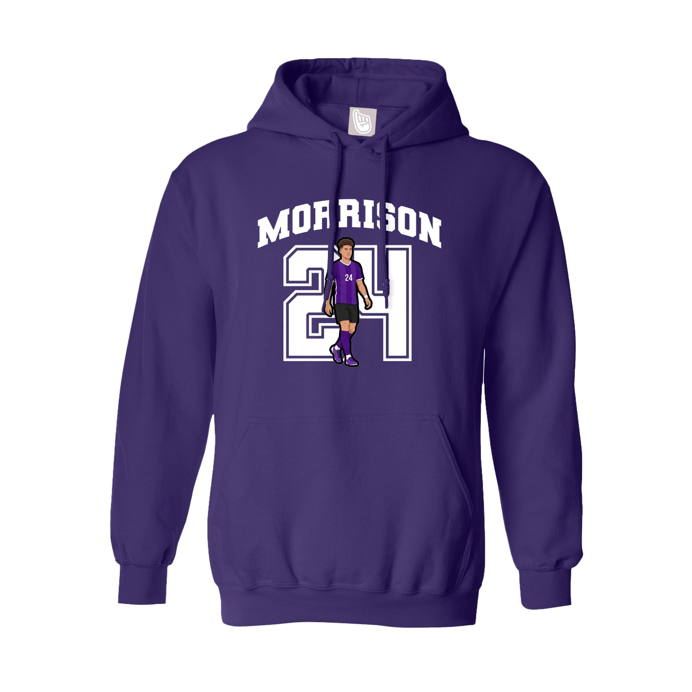 Youth Hoodie — Number in Purple