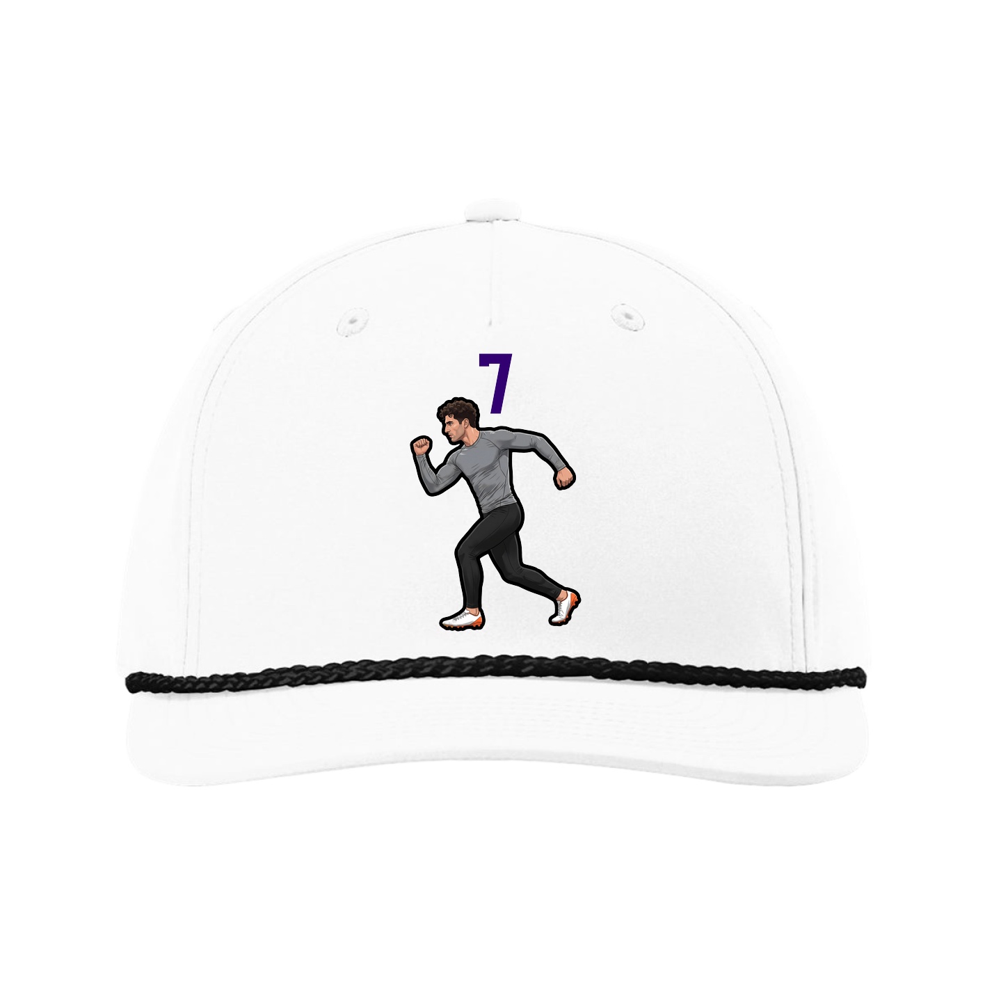 Five-Panel Classic Rope Cap — Number Top in White