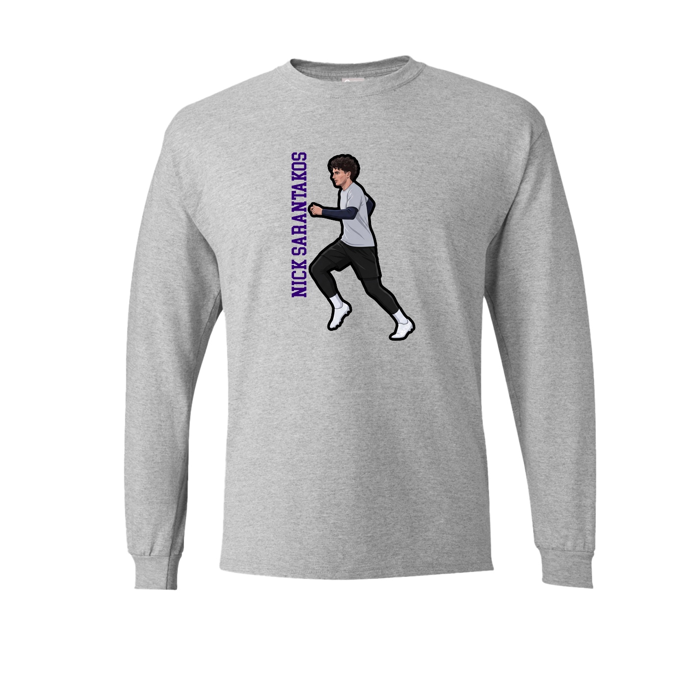 Long Sleeve Tee — Name Vertical in Grey