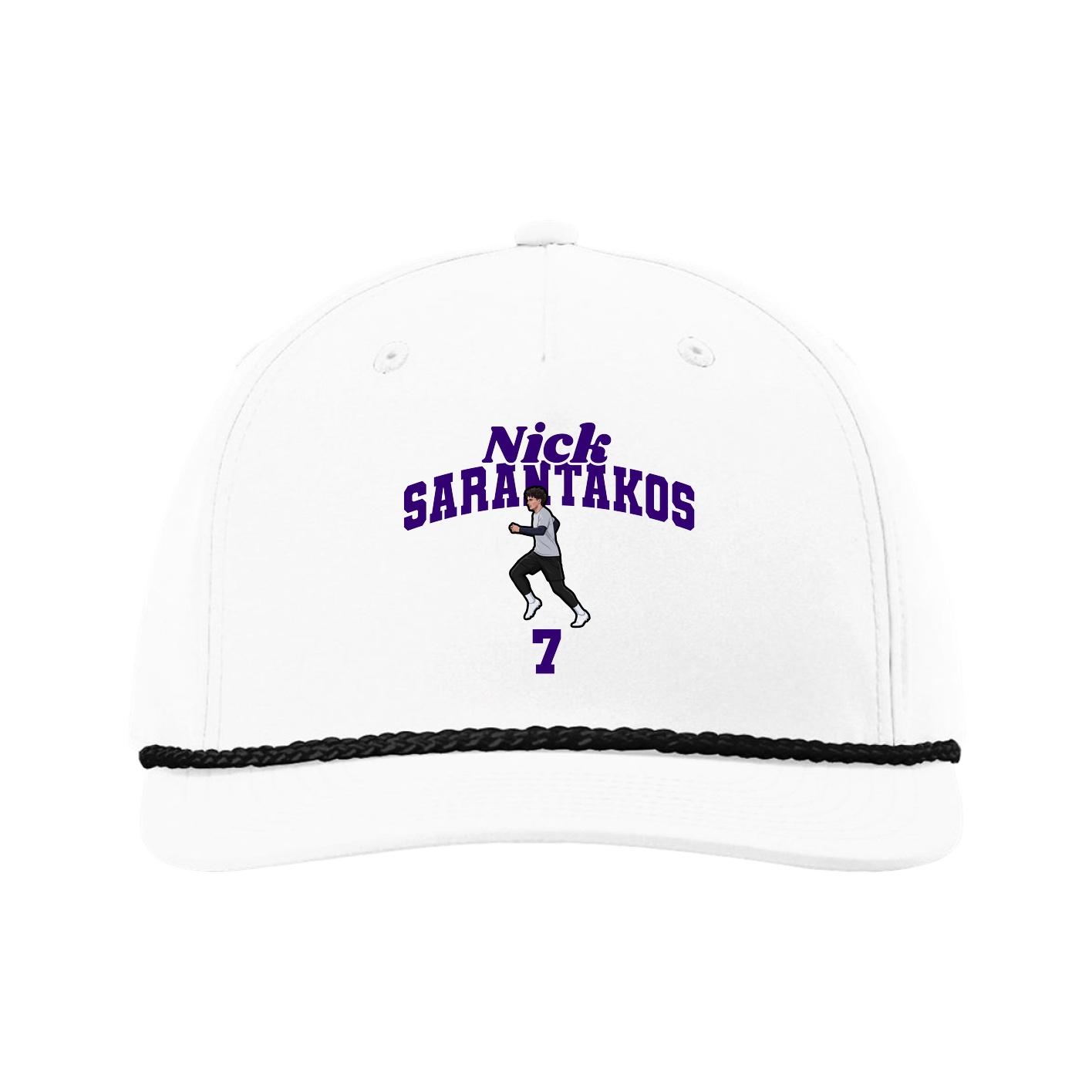 Five-Panel Classic Rope Cap — Signature Arch in White