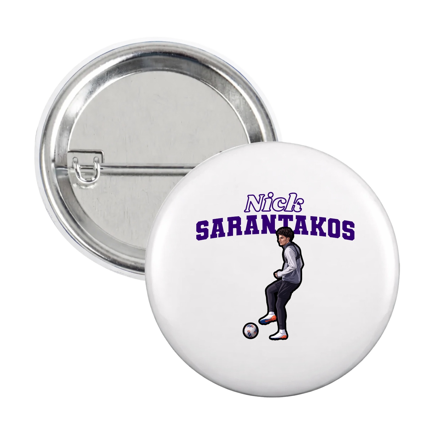 Game Day Button — Name Arch in White