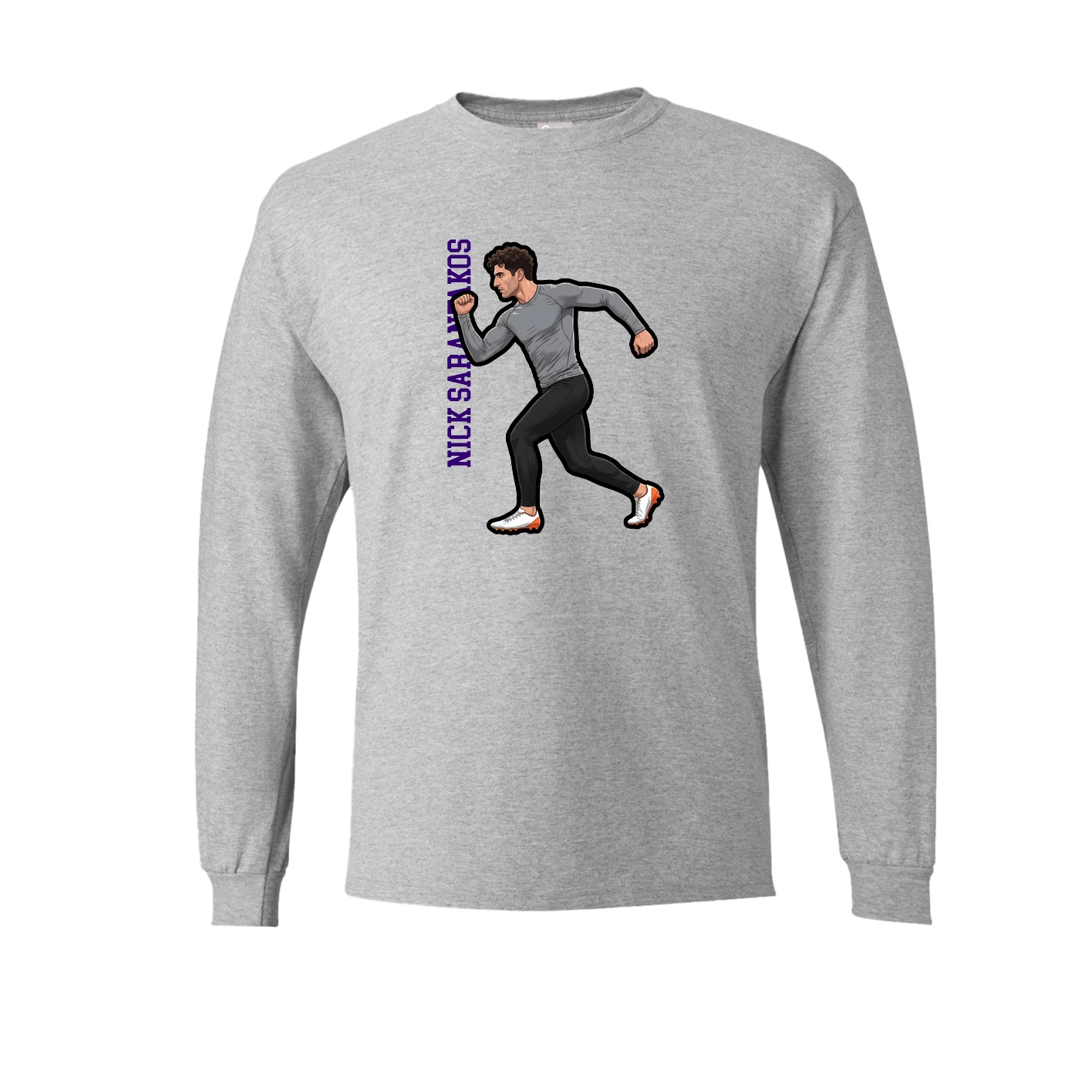 Long Sleeve Tee — Name Vertical in Grey