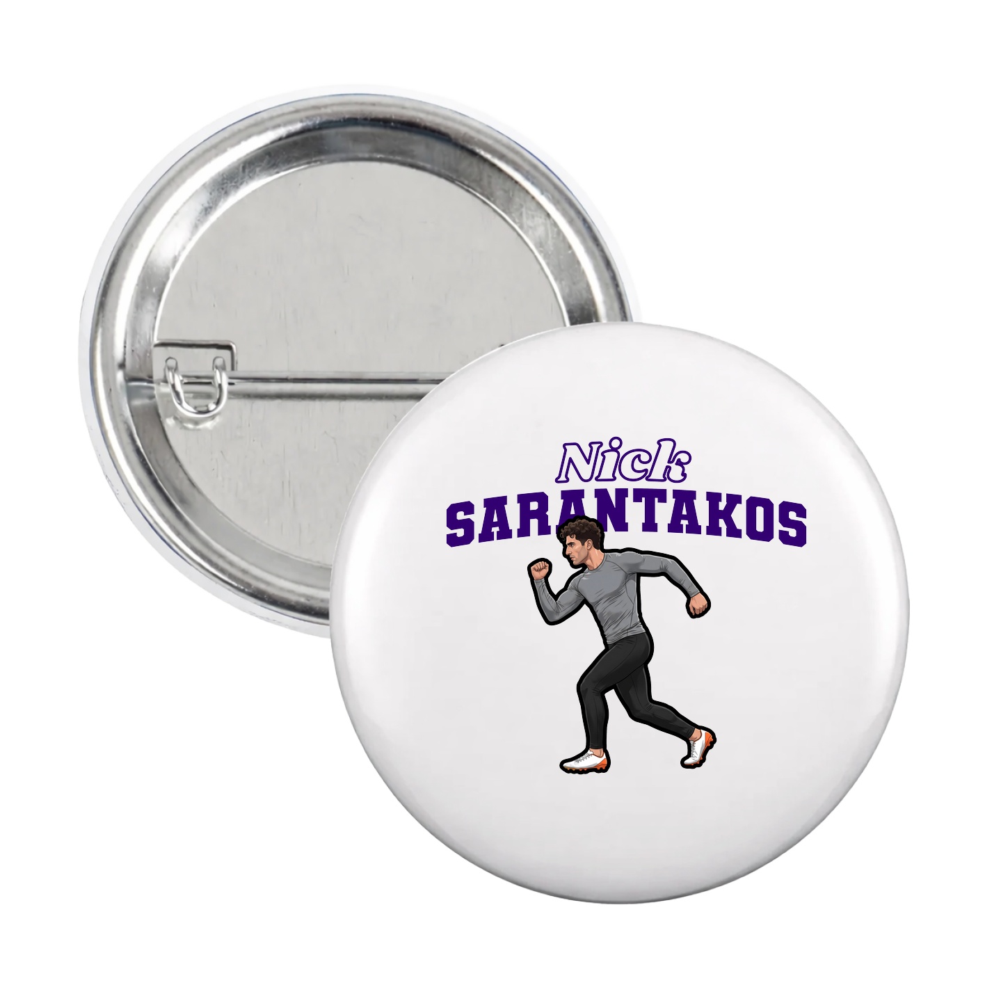 Game Day Button — Name Arch in White
