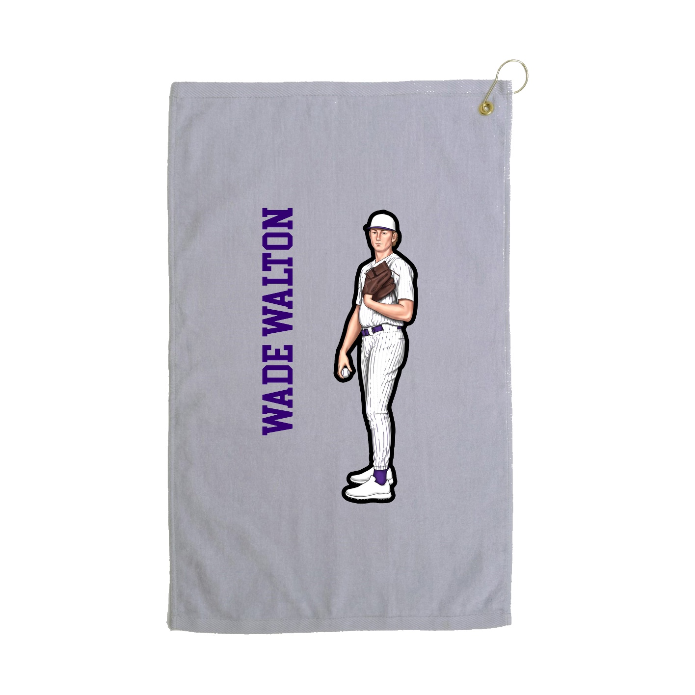 Golf Towel — Name Vertical in Grey