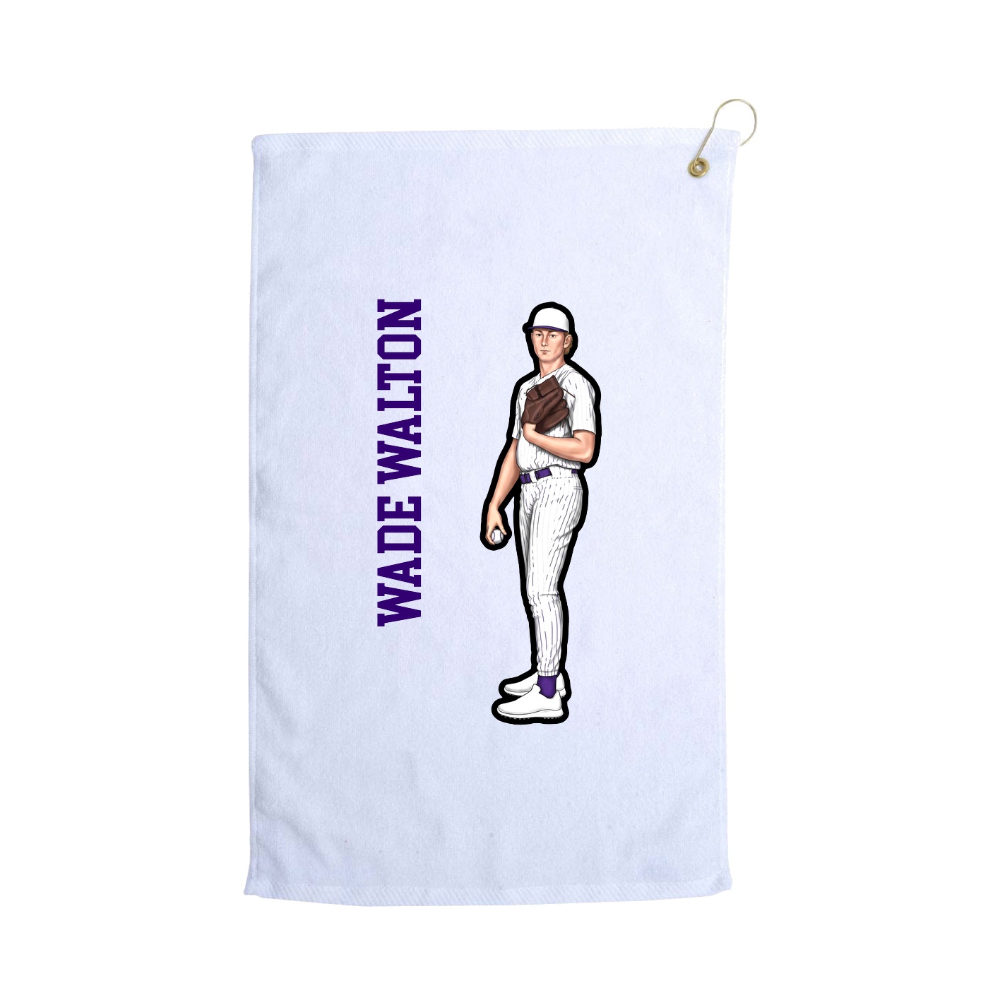 Golf Towel — Name Vertical in White