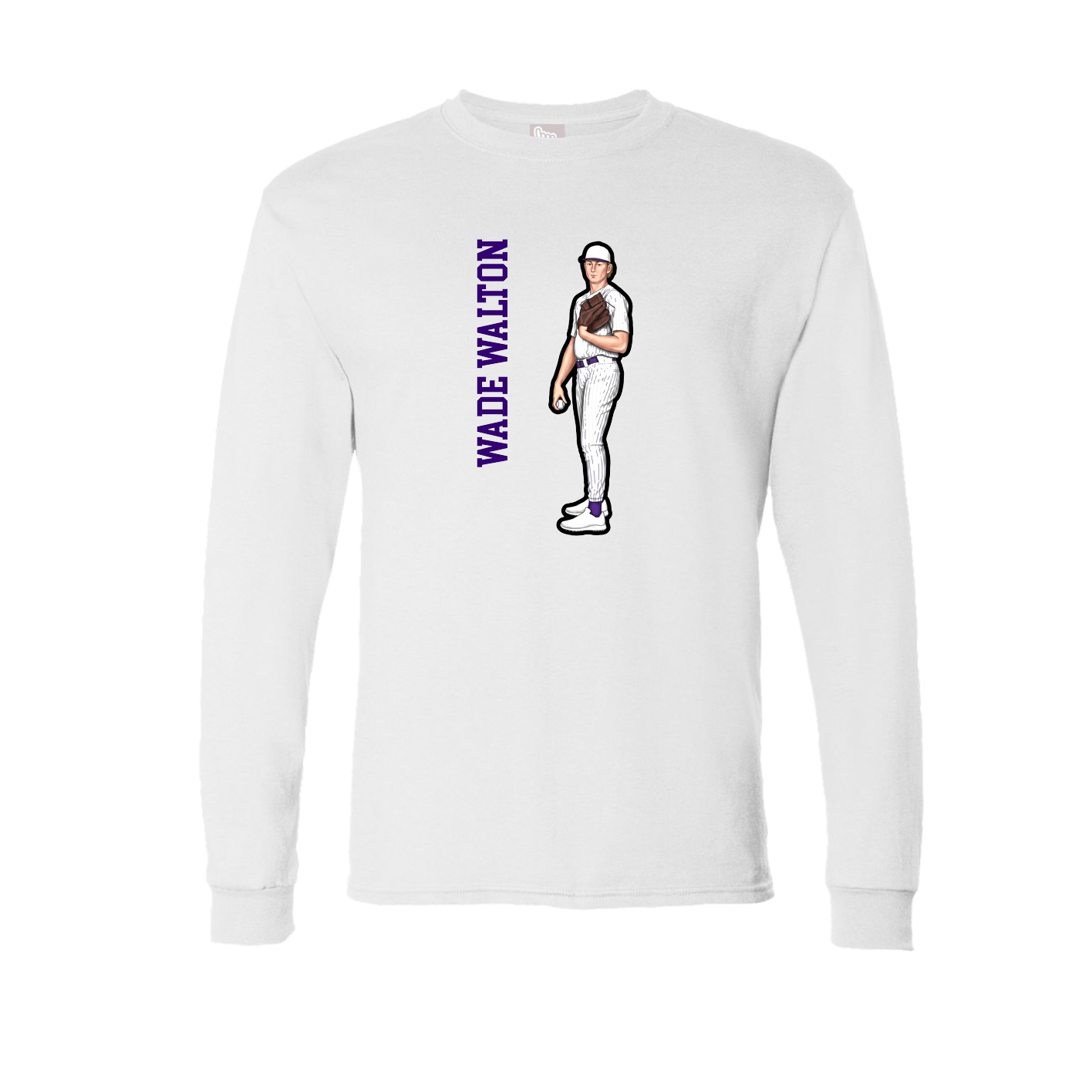Long Sleeve Tee — Name Vertical in White