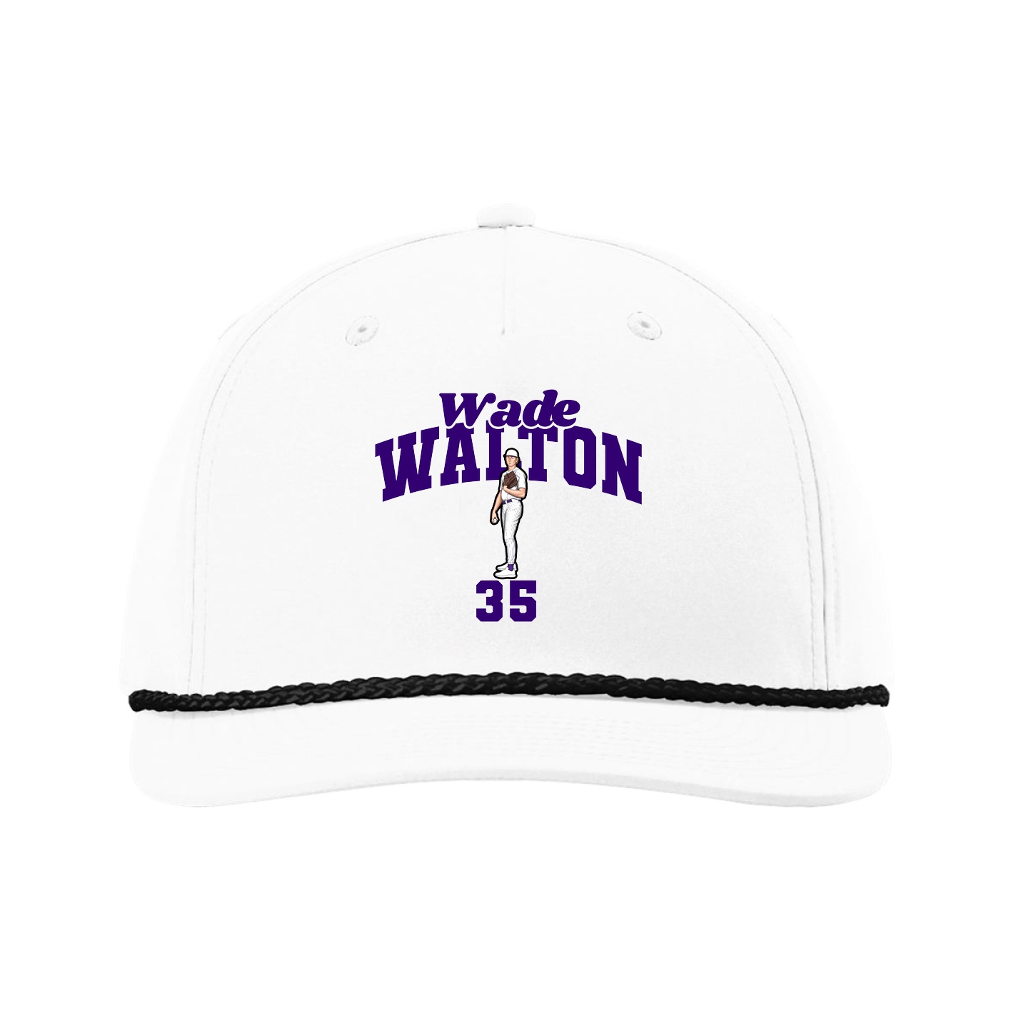 Five-Panel Classic Rope Cap — Signature Arch in White