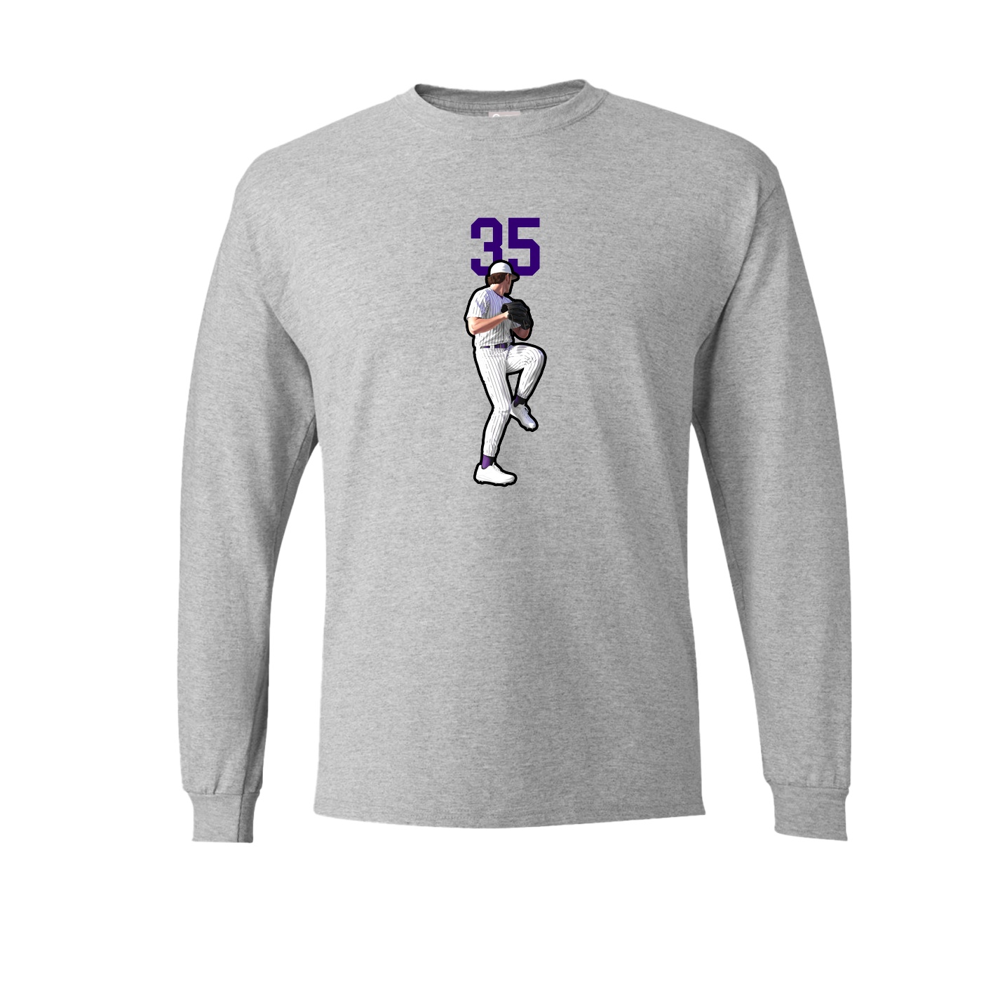 Long Sleeve Tee — Number Top in Grey