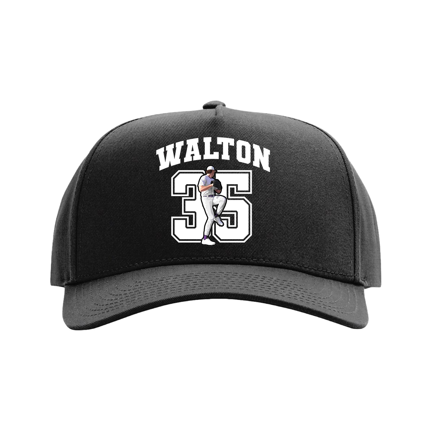 Full Fabric Five-Panel Champ Cap — Number in Black