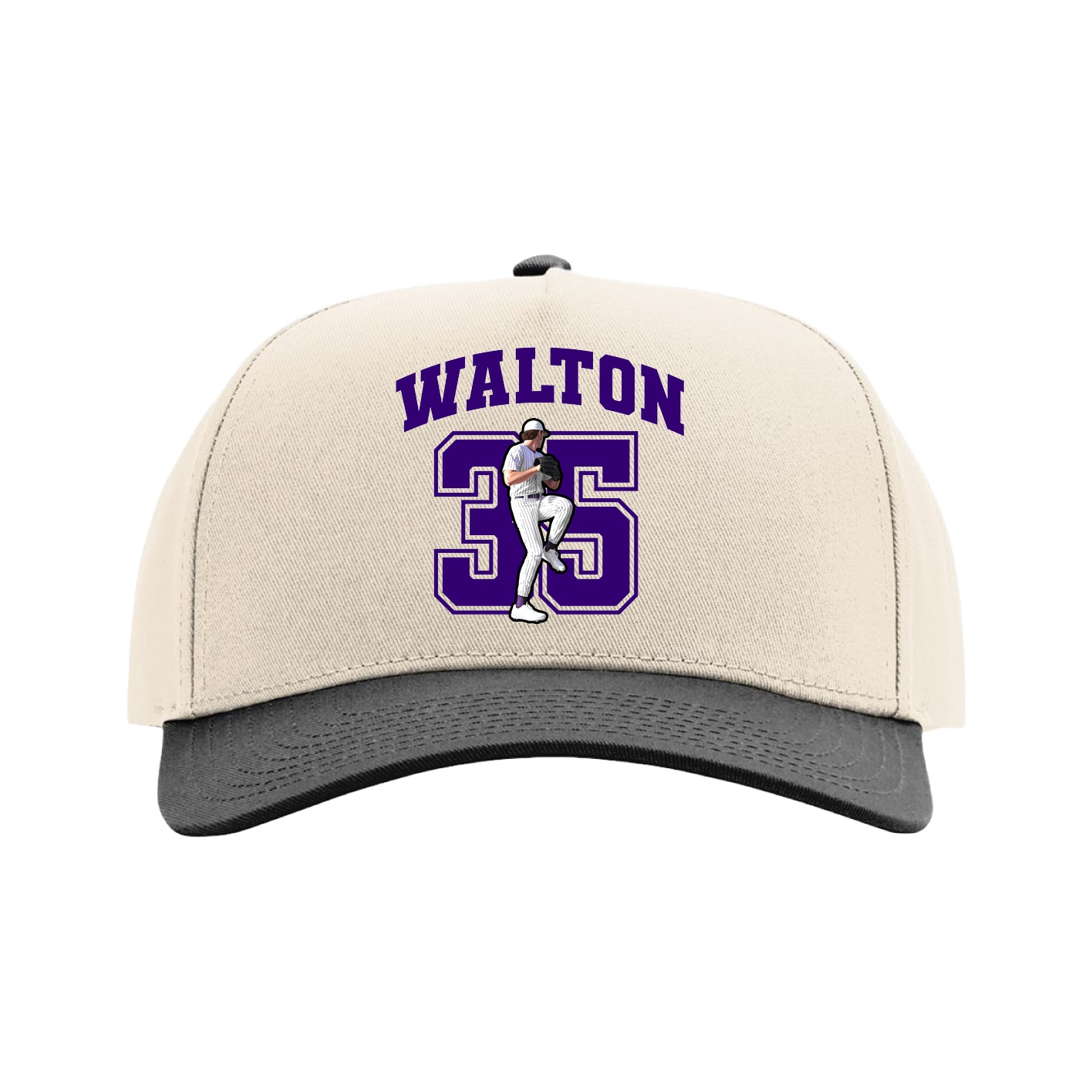 Full Fabric Five-Panel Champ Cap — Number in Cream/Black
