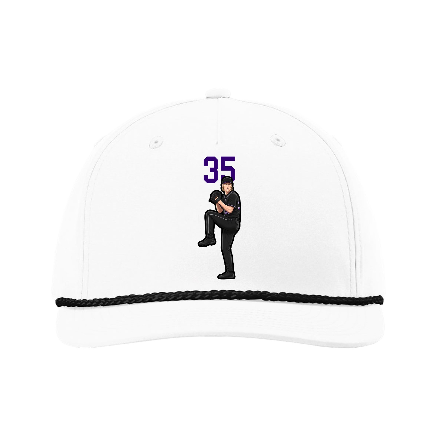 Five-Panel Classic Rope Cap — Number Top in White