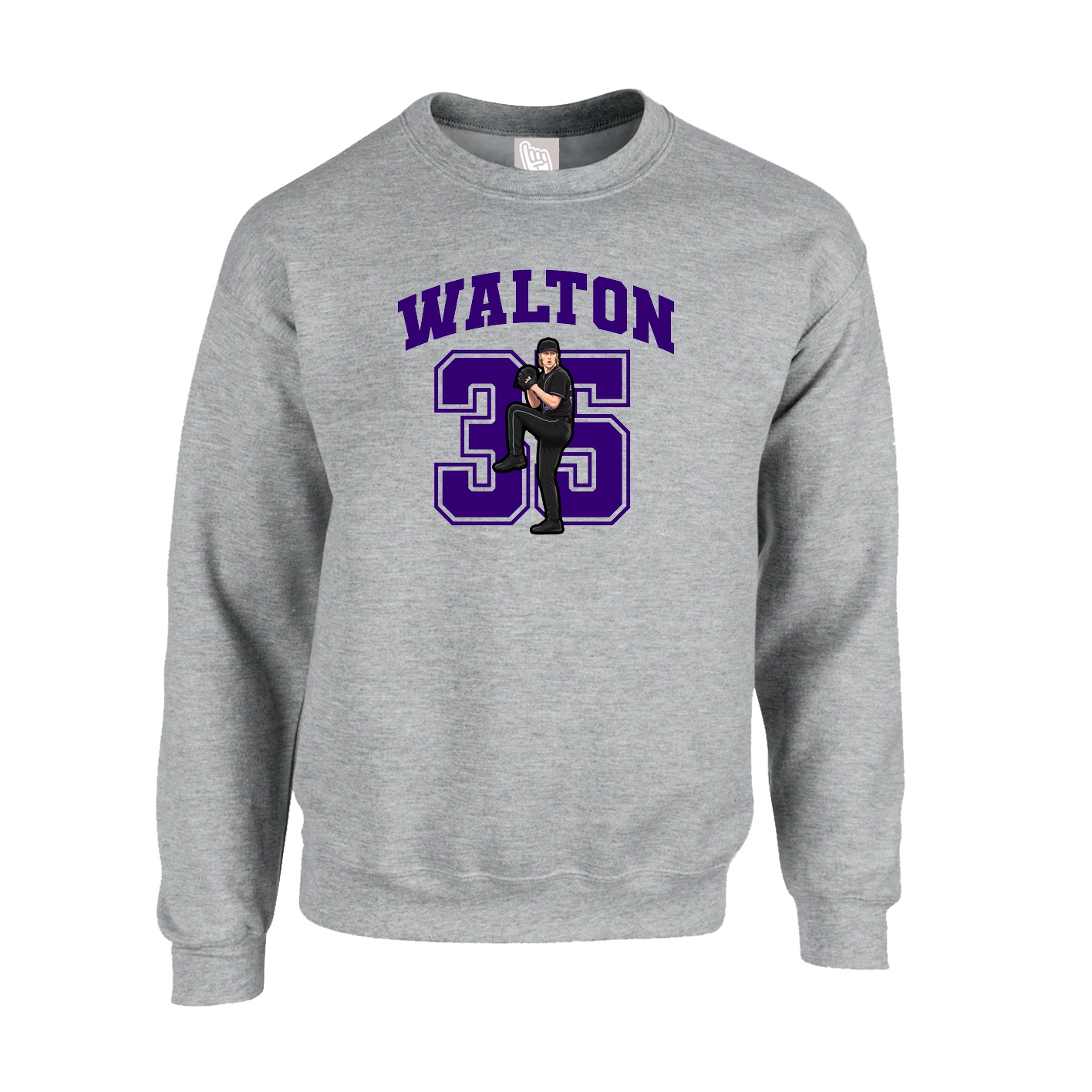 Fleece Crew — Number in Grey