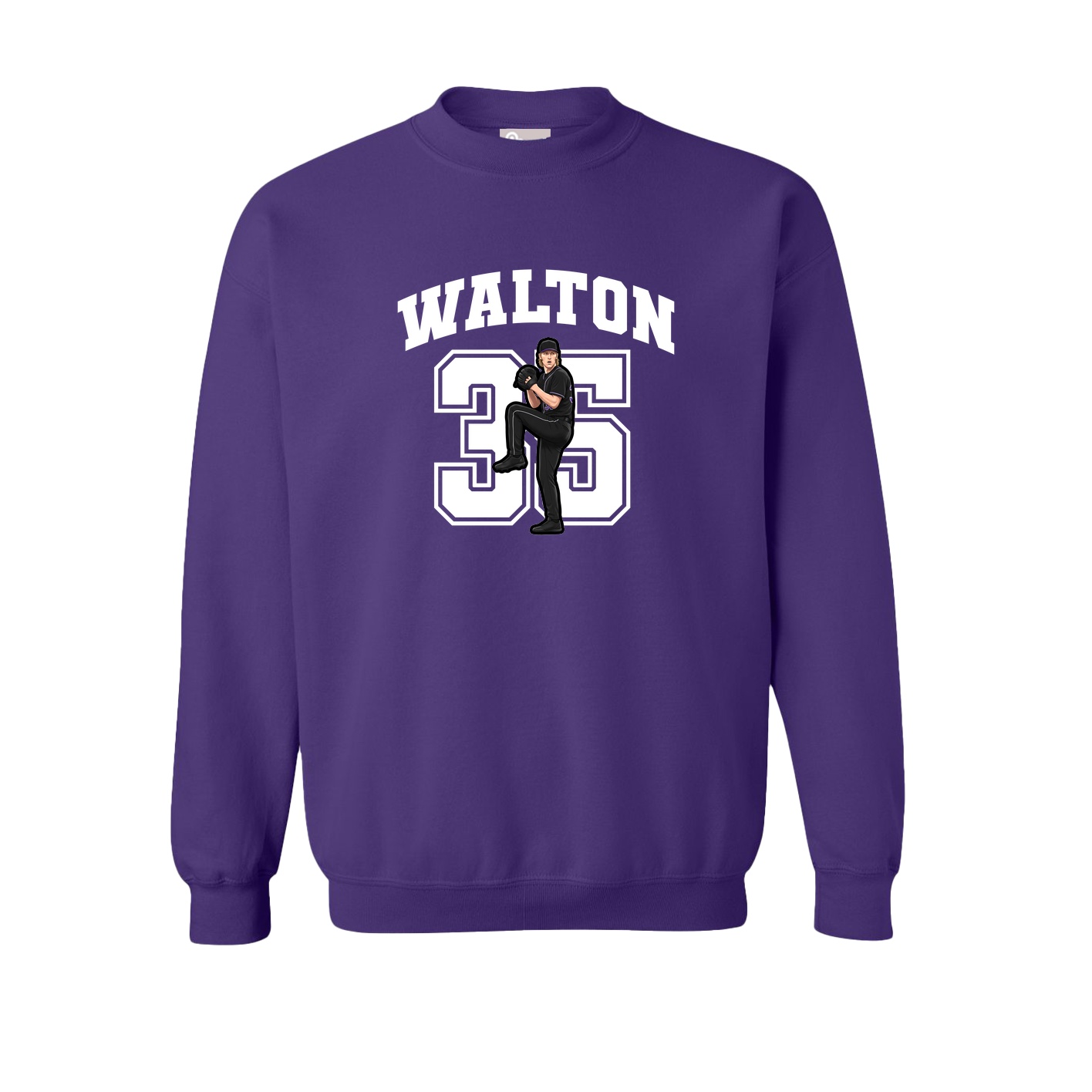 Fleece Crew — Number in Purple