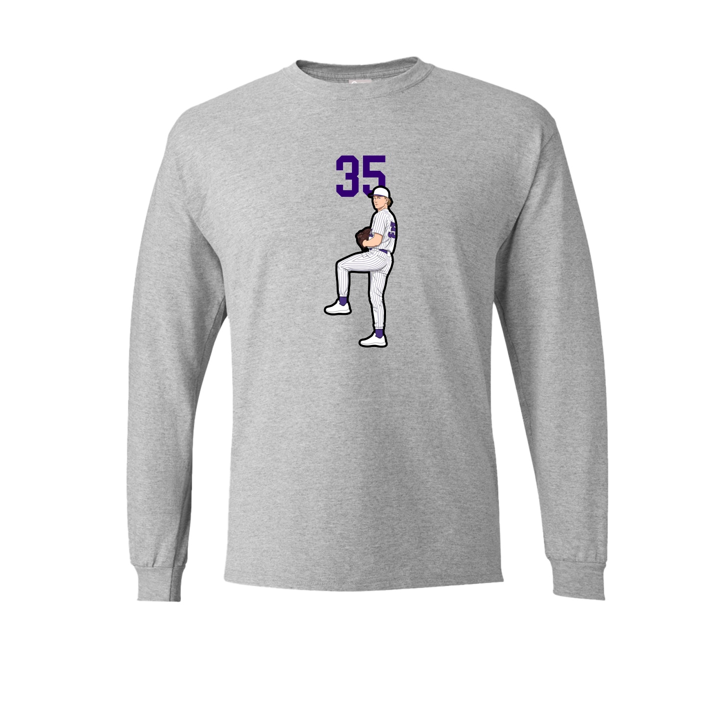 Long Sleeve Tee — Number Top in Grey