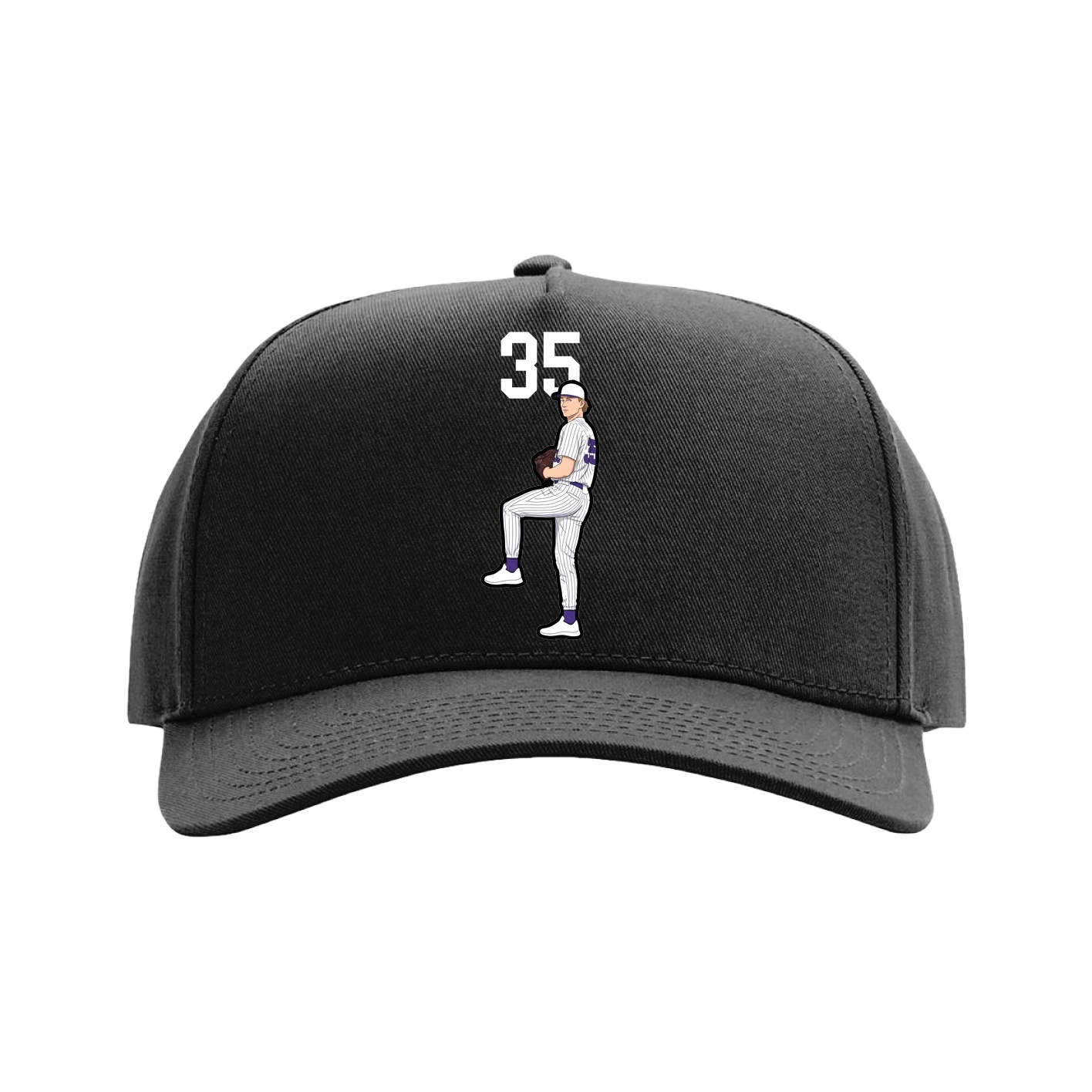 Full Fabric Five-Panel Champ Cap — Number Top in Black