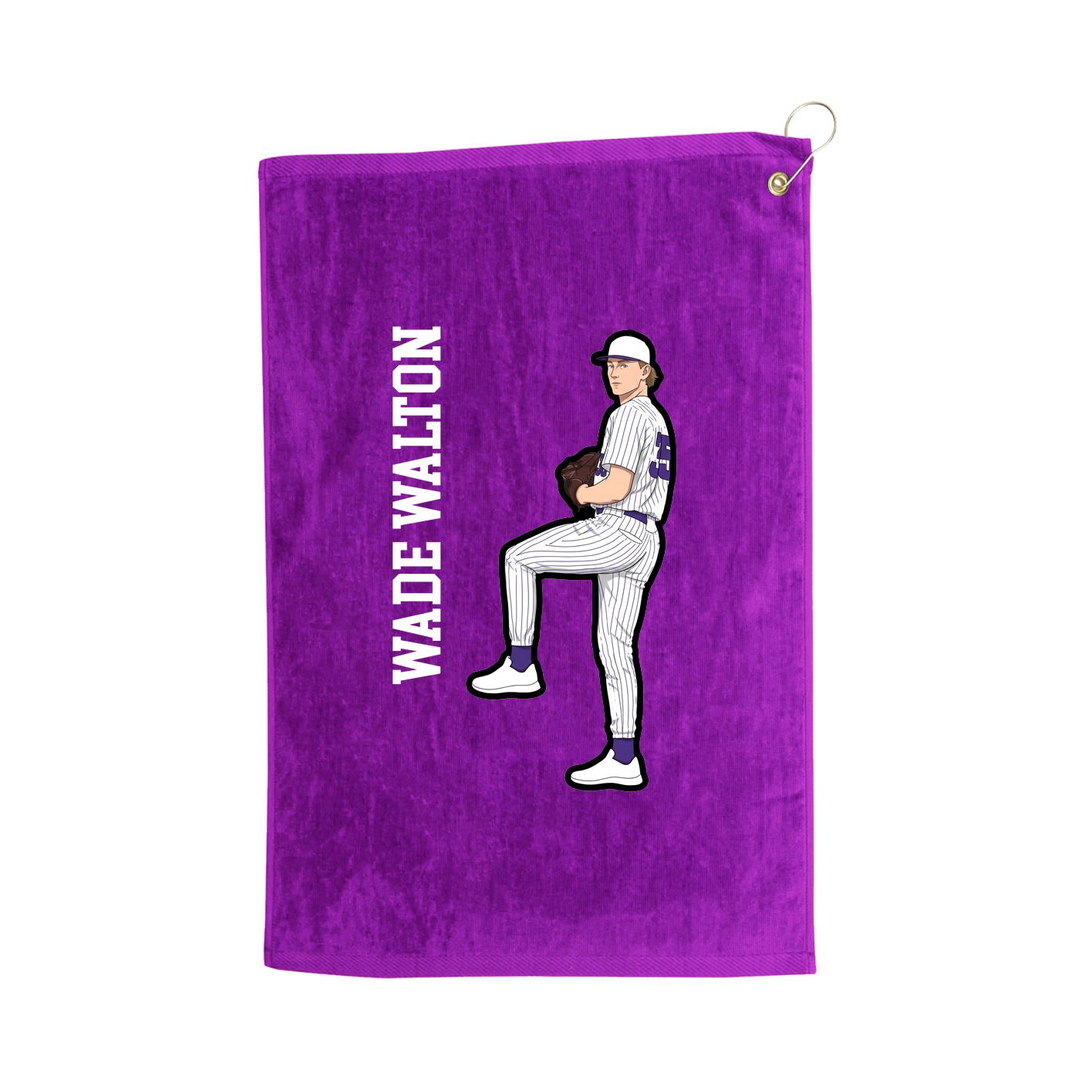 Golf Towel — Name Vertical in Purple