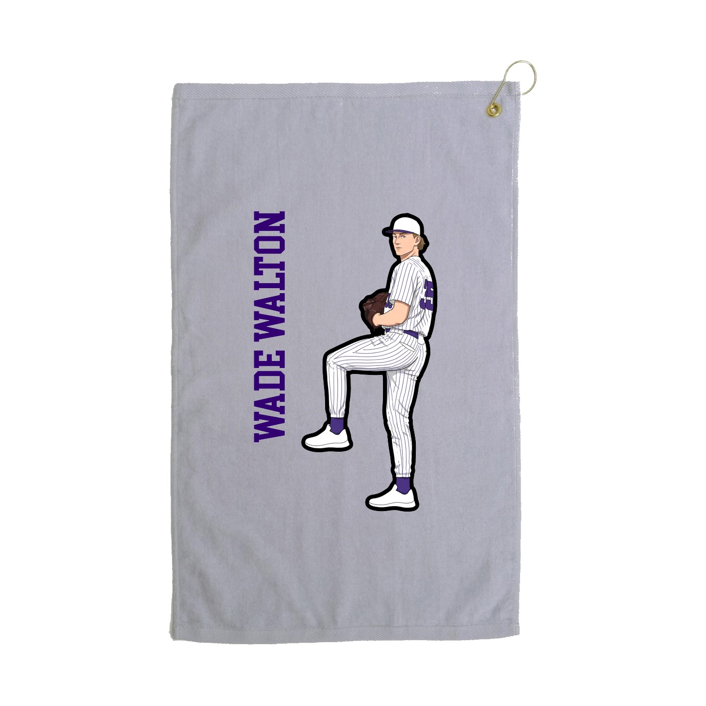 Golf Towel — Name Vertical in Grey