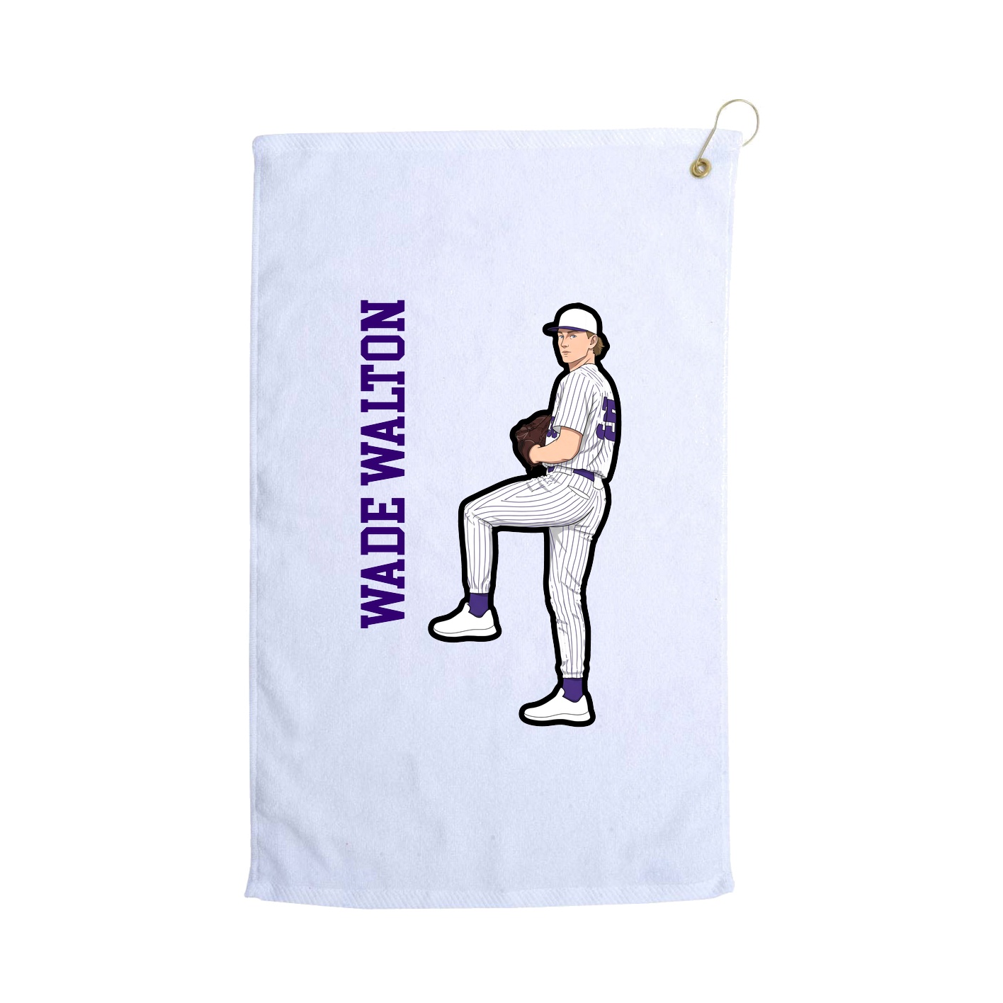 Golf Towel — Name Vertical in White