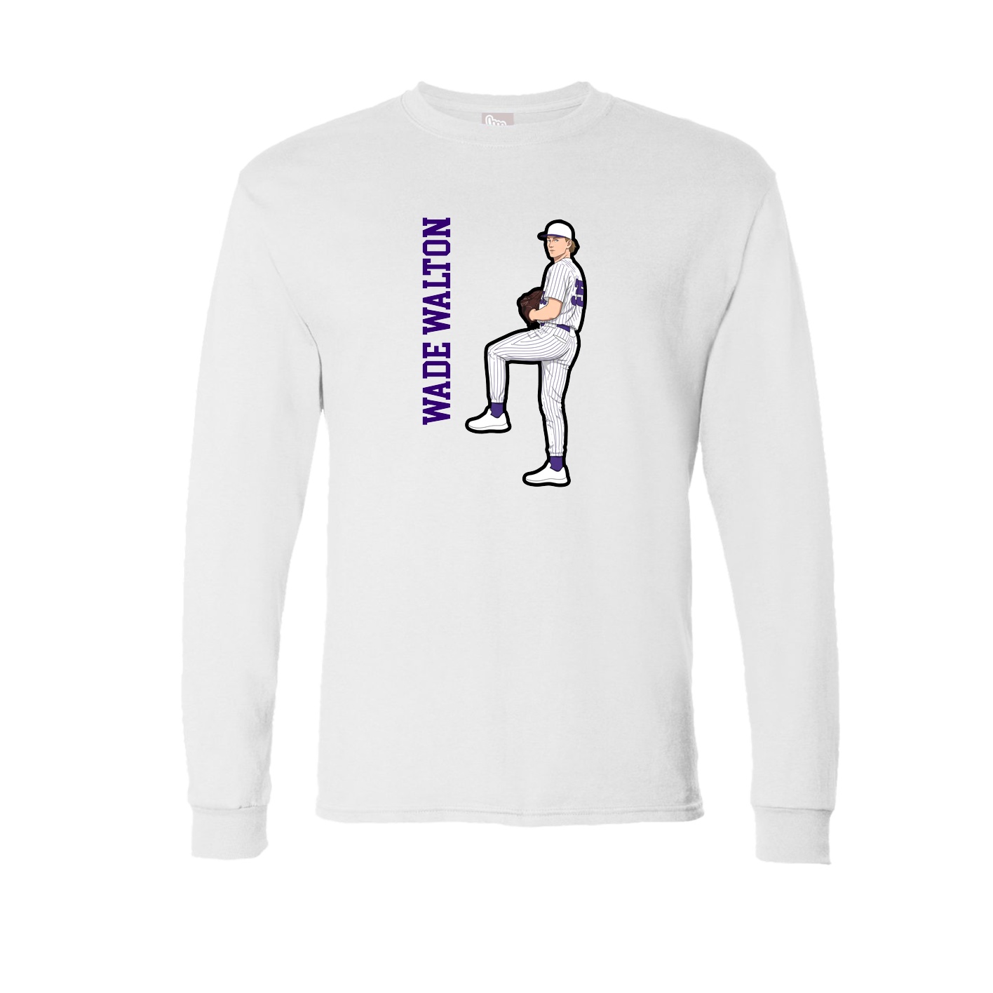 Long Sleeve Tee — Name Vertical in White