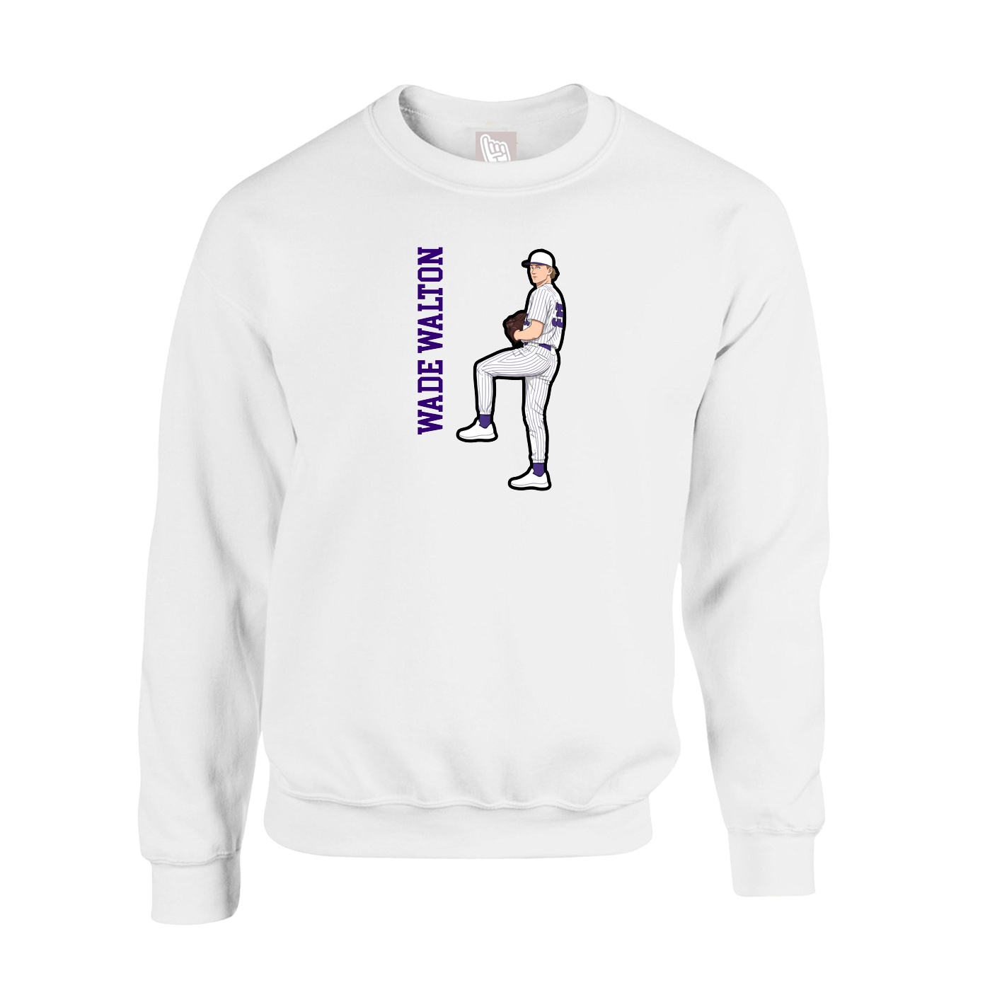Fleece Crew — Name Vertical in White