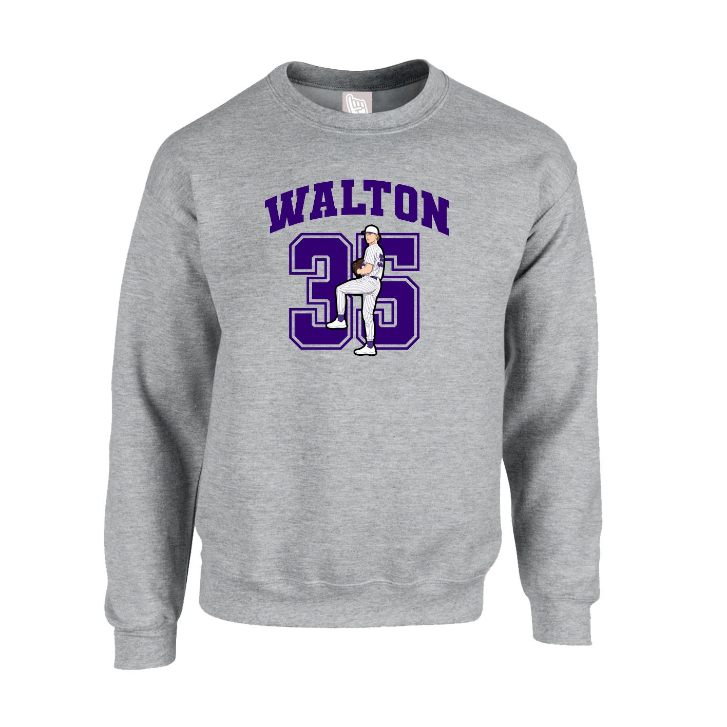 Fleece Crew — Number in Grey