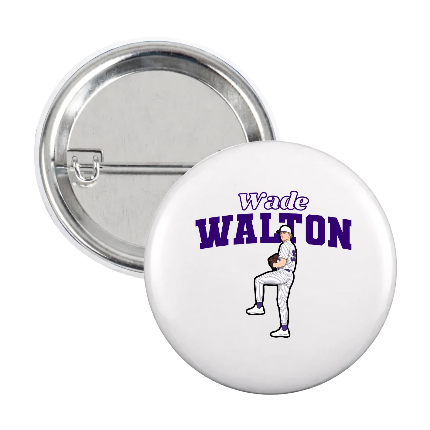 Game Day Button — Name Arch in White