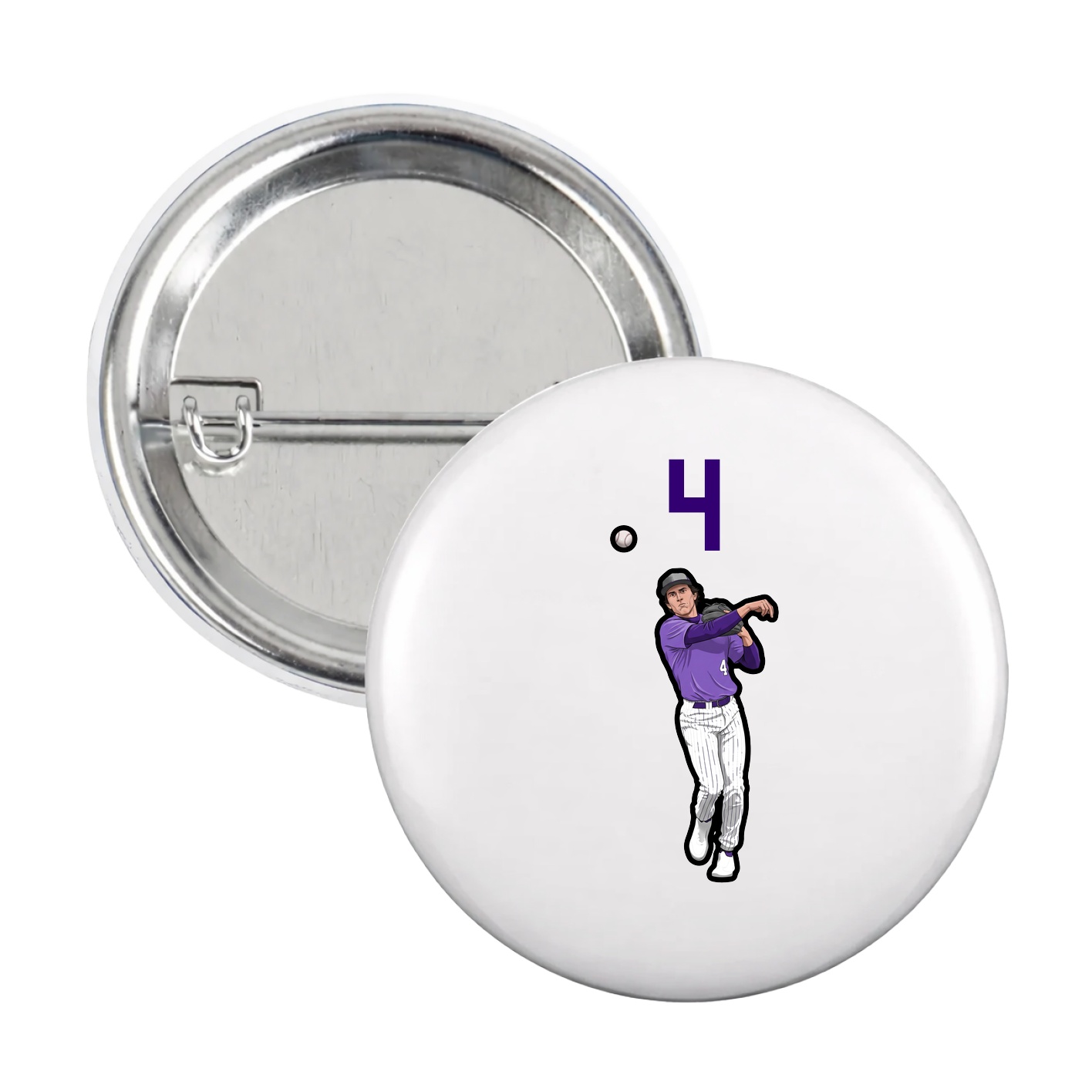 Game Day Button — Number Top in White