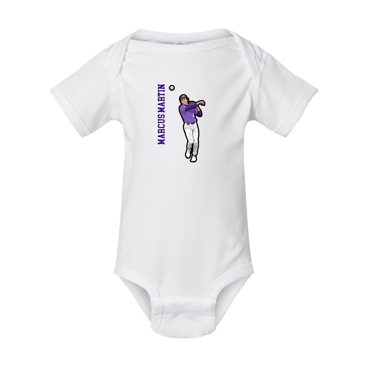 Baby Onesie — Name Vertical in White
