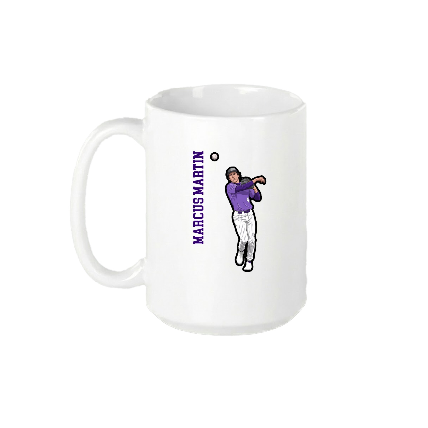 15oz Coffee Mug — Name Vertical in White