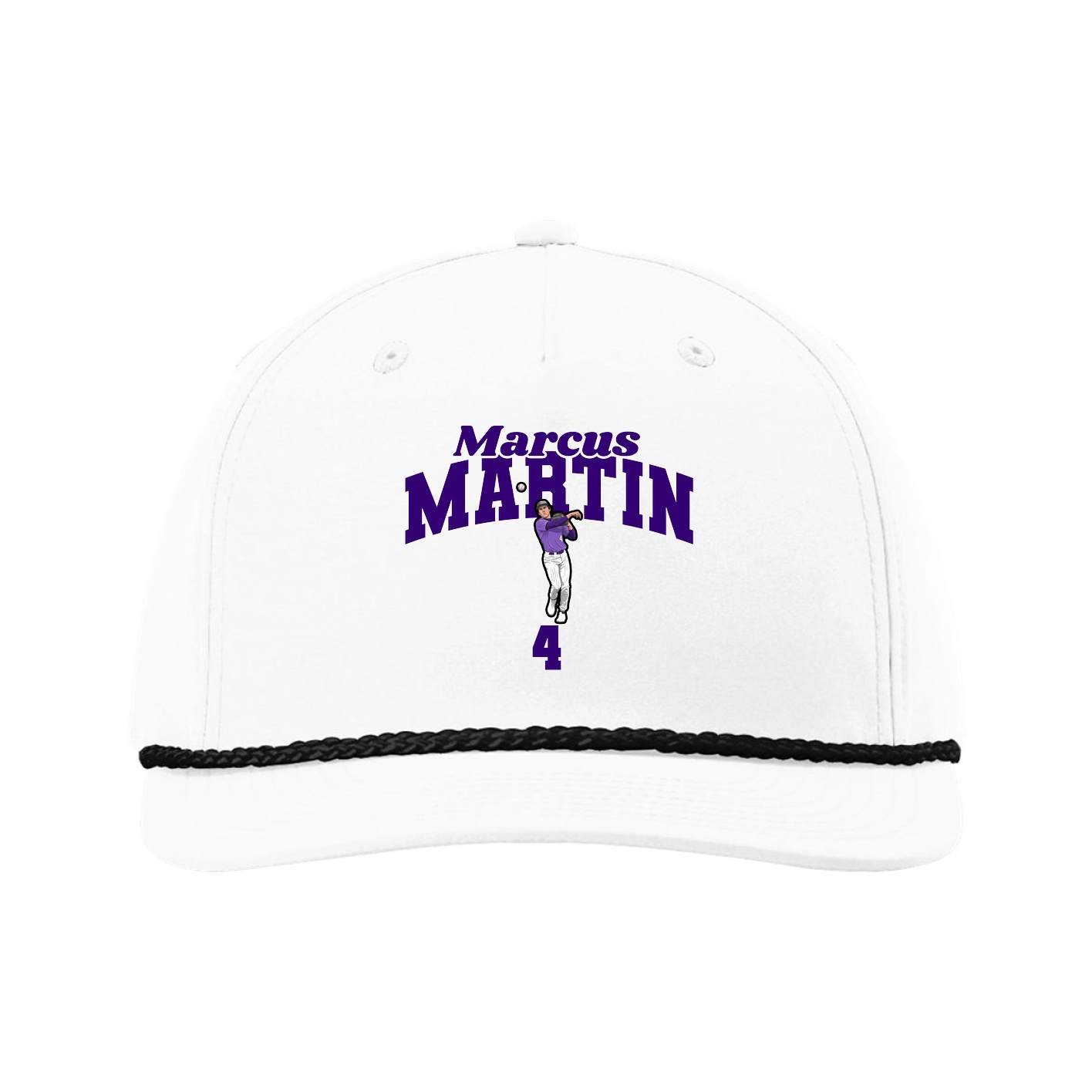 Five-Panel Classic Rope Cap — Signature Arch in White