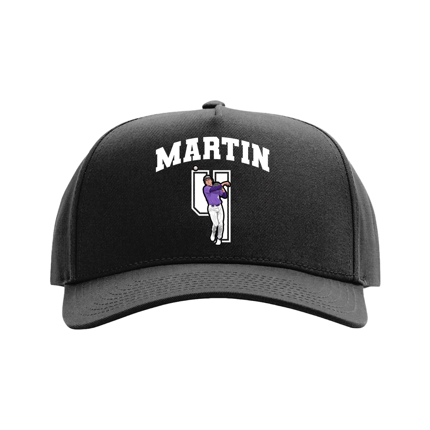 Full Fabric Five-Panel Champ Cap — Number in Black