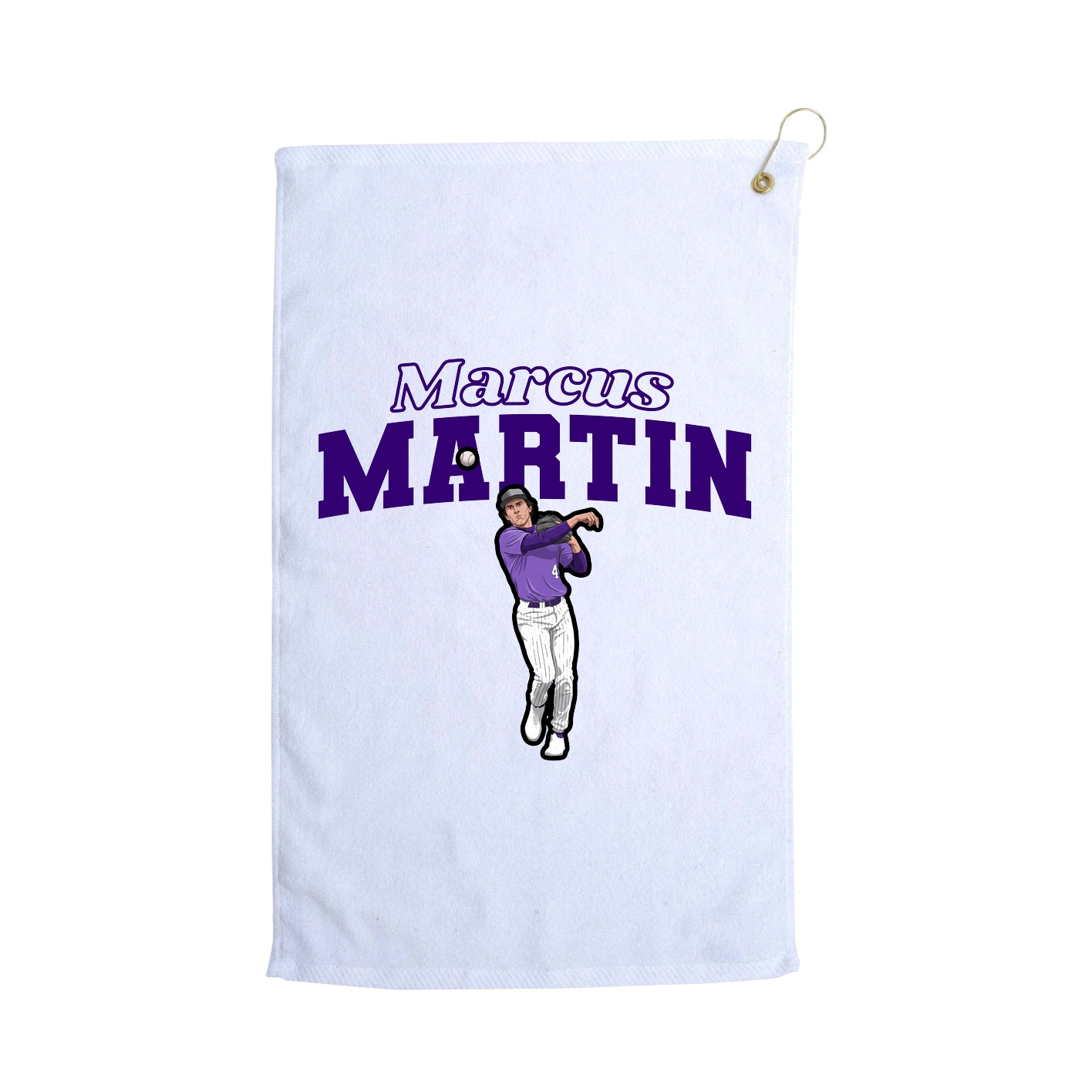 Golf Towel — Name Arch in White