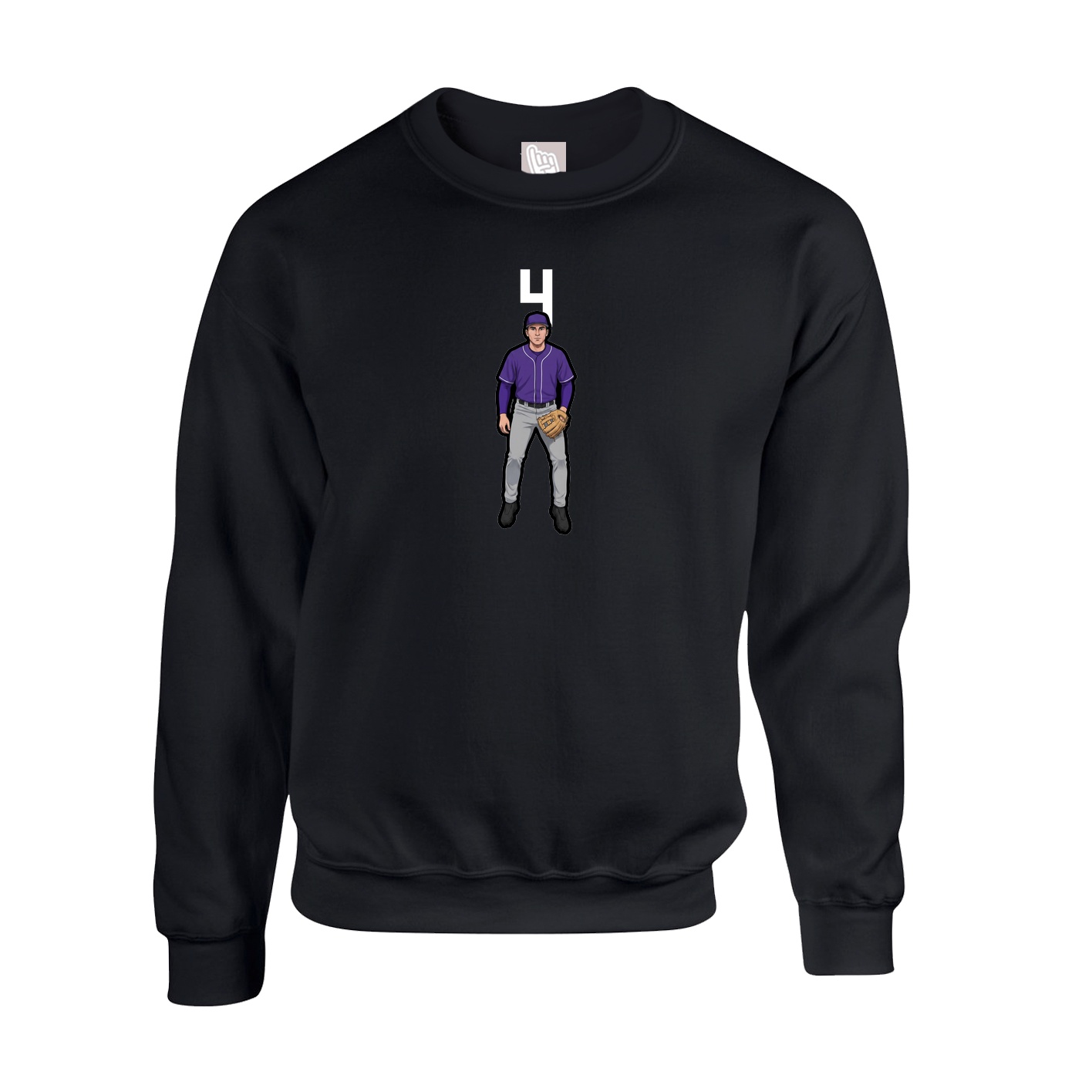 Fleece Crew — Number Top in Black