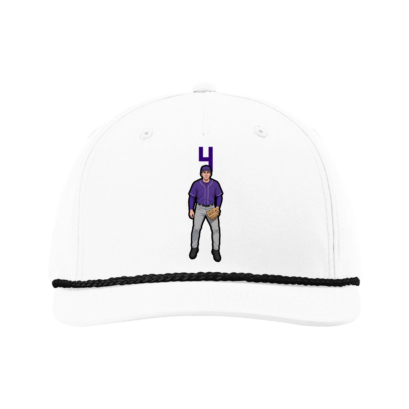 Five-Panel Classic Rope Cap — Number Top in White