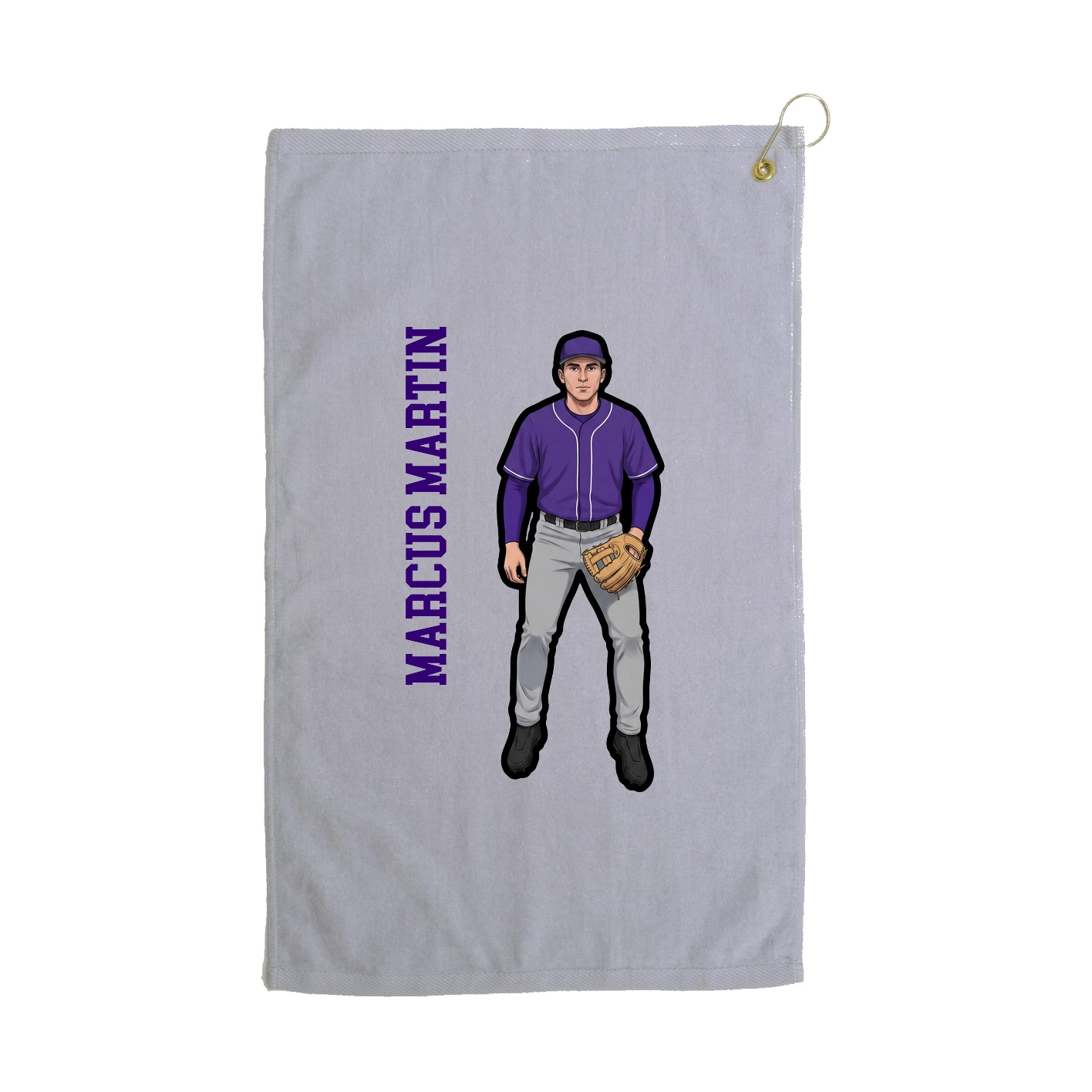 Golf Towel — Name Vertical in Grey