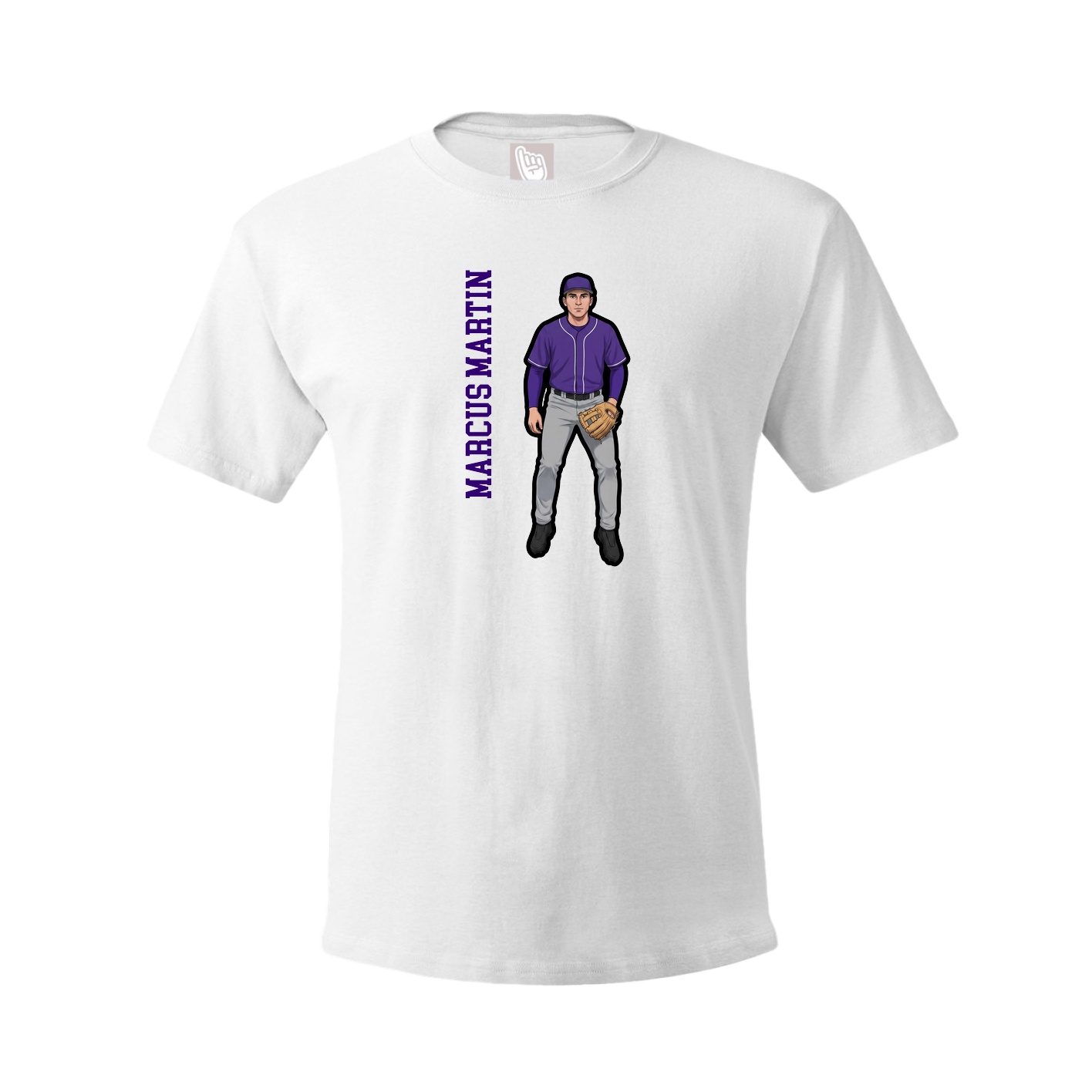 Tee — Name Vertical in White