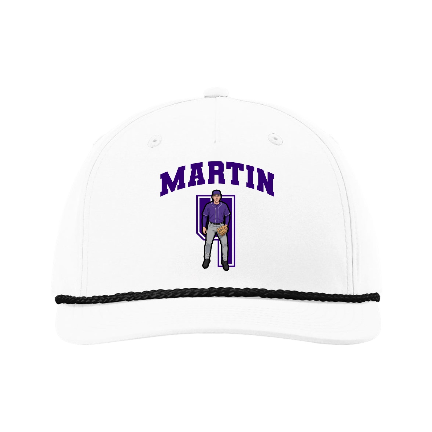 Five-Panel Classic Rope Cap — Number in White