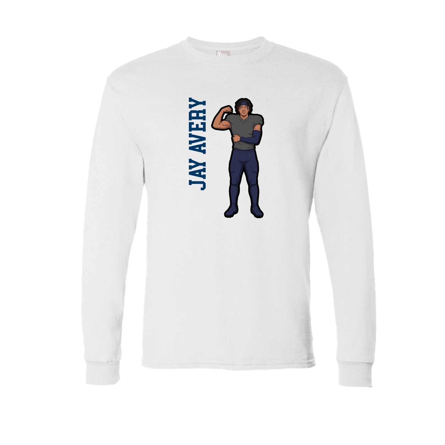 Long Sleeve Tee — Name Vertical in White