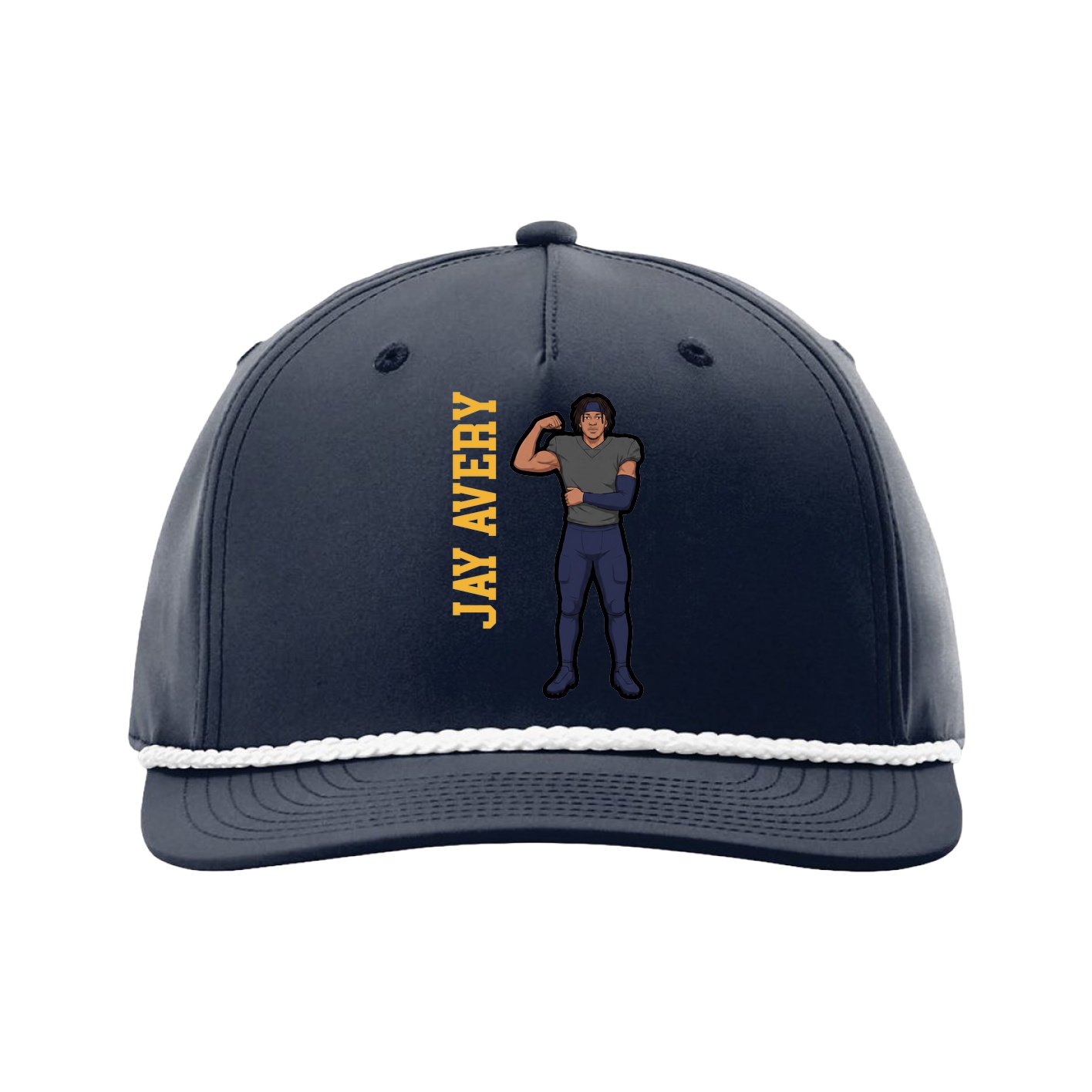 Five-Panel Classic Rope Cap — Name Vertical in Navy