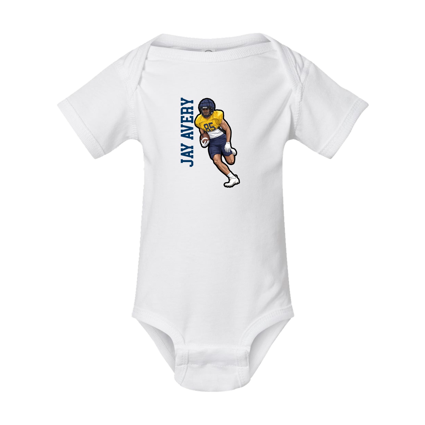 Baby Onesie — Name Vertical in White