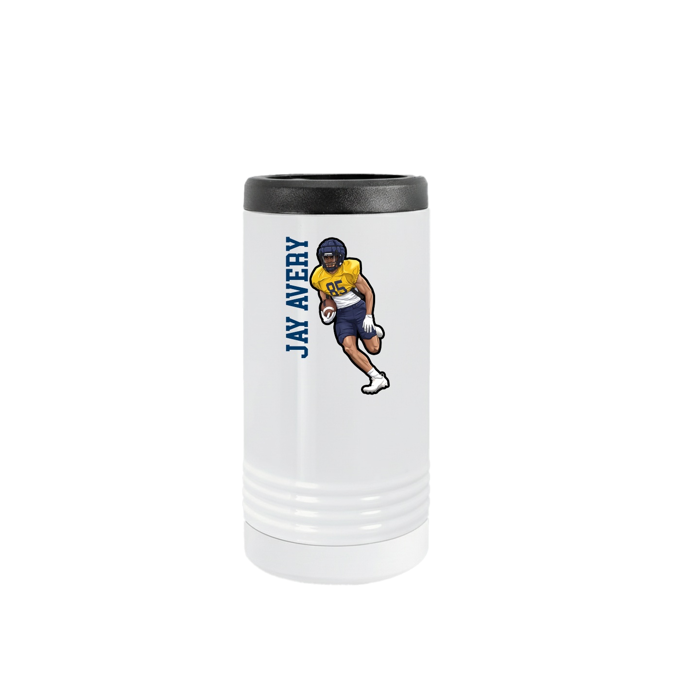 Slim Beverage Holder — Name Vertical in White