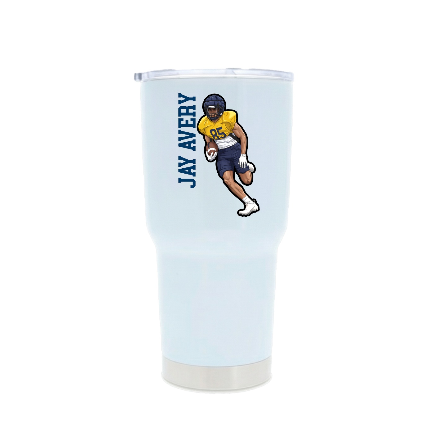 30oz Stainless Steel Tumbler — Name Vertical in White