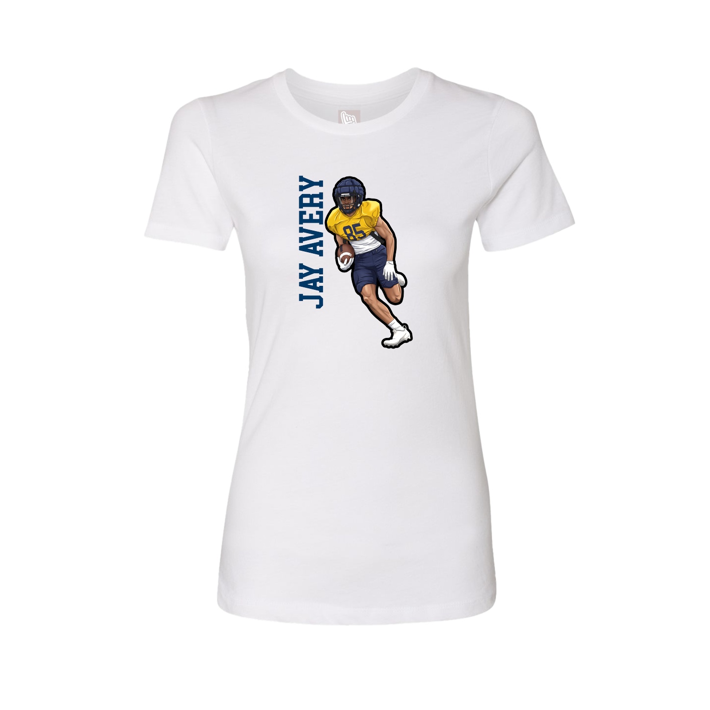 Fitted Women's Tee — Name Vertical in White