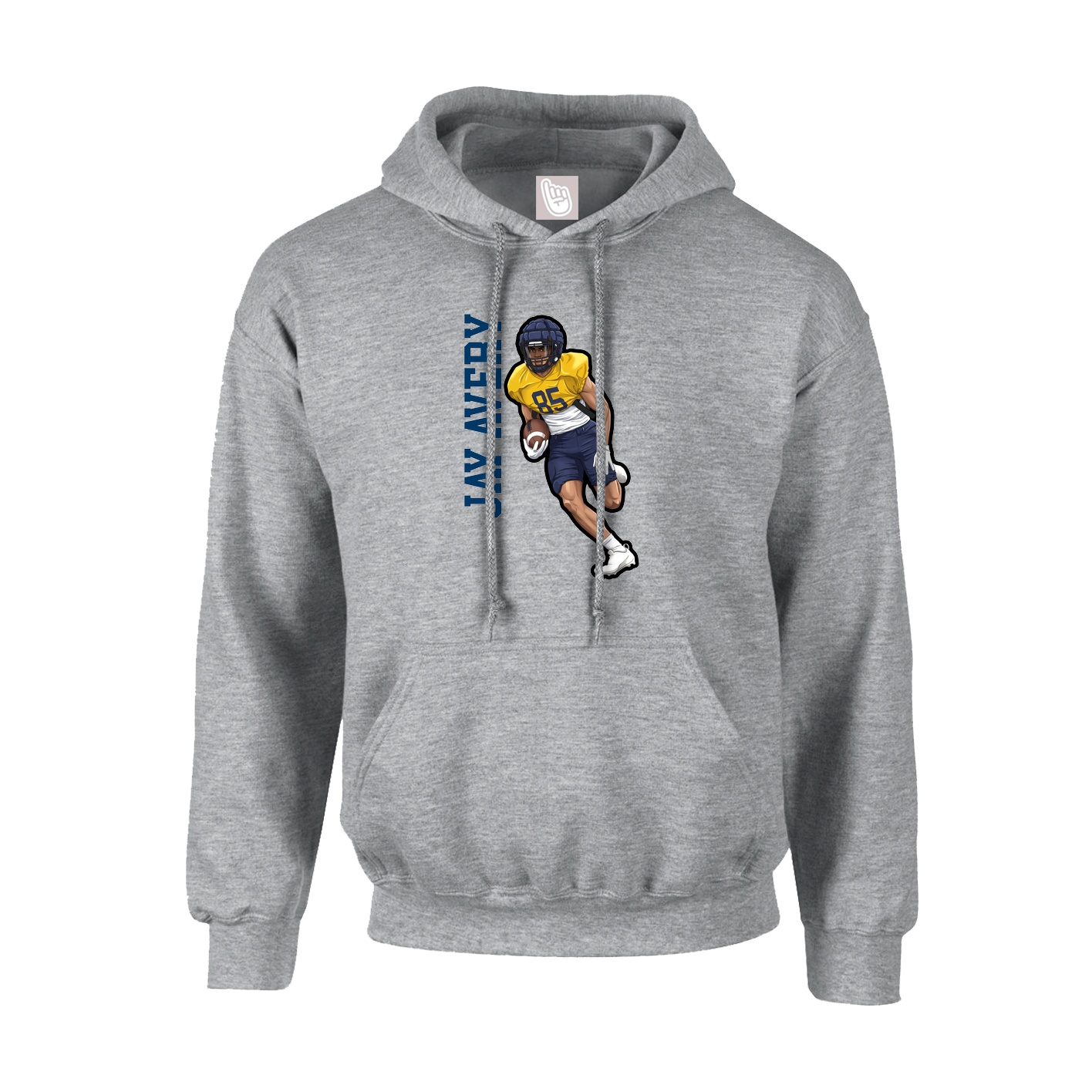 Youth Hoodie — Name Vertical in Grey