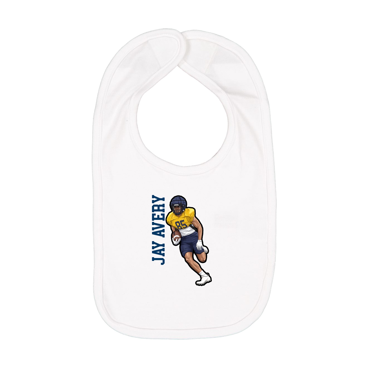 Infant Bib — Name Vertical in White