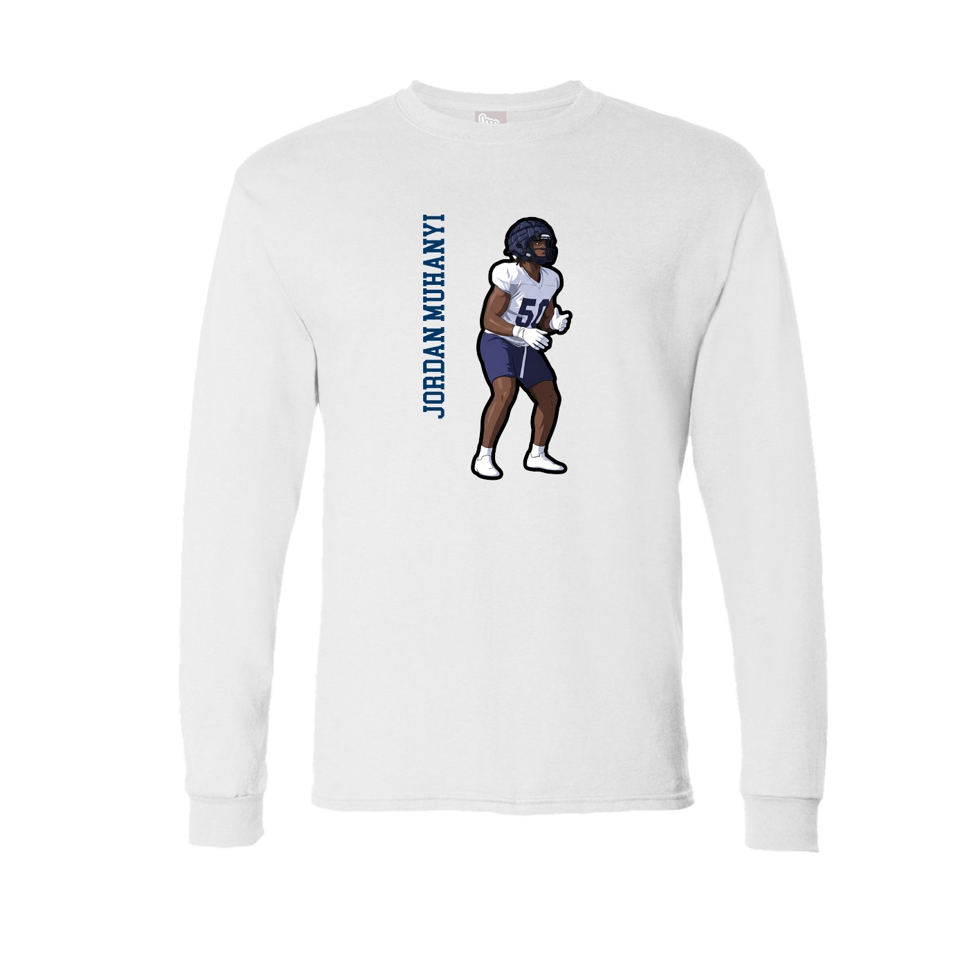 Long Sleeve Tee — Name Vertical in White