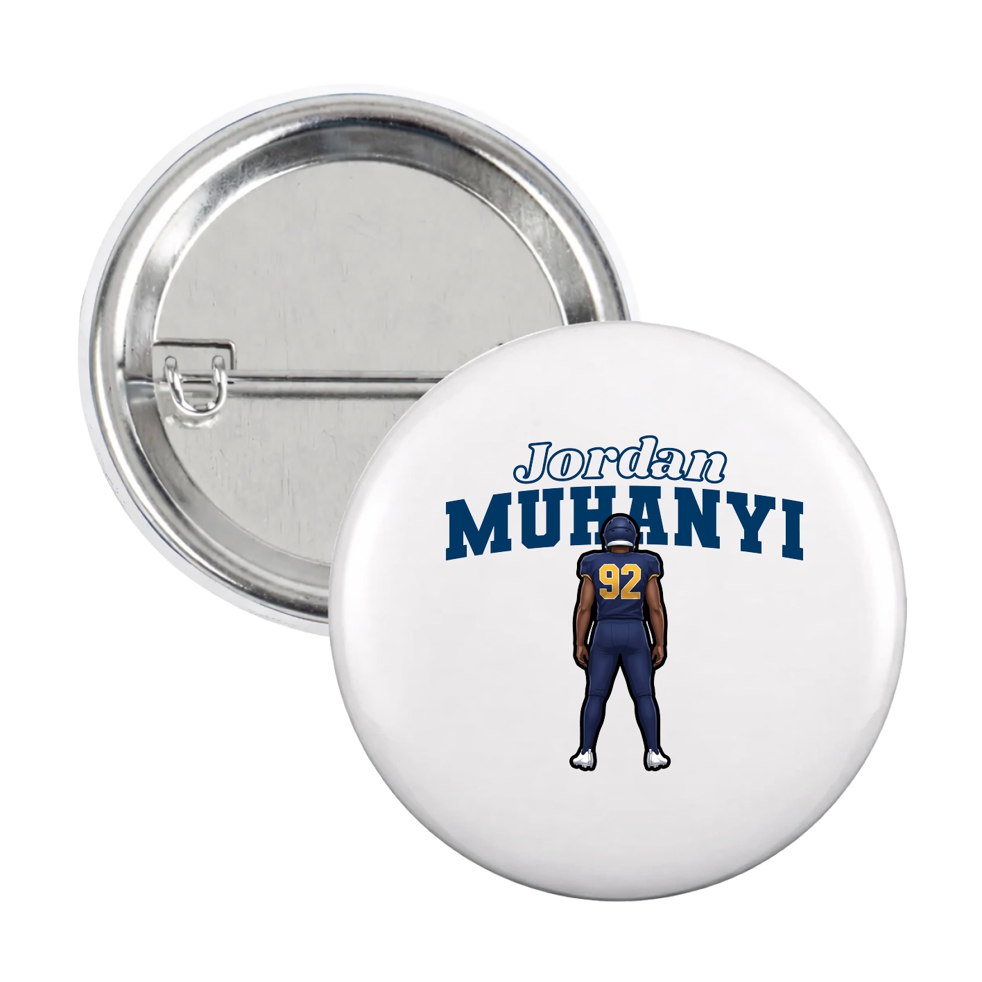 Game Day Button — Name Arch in White