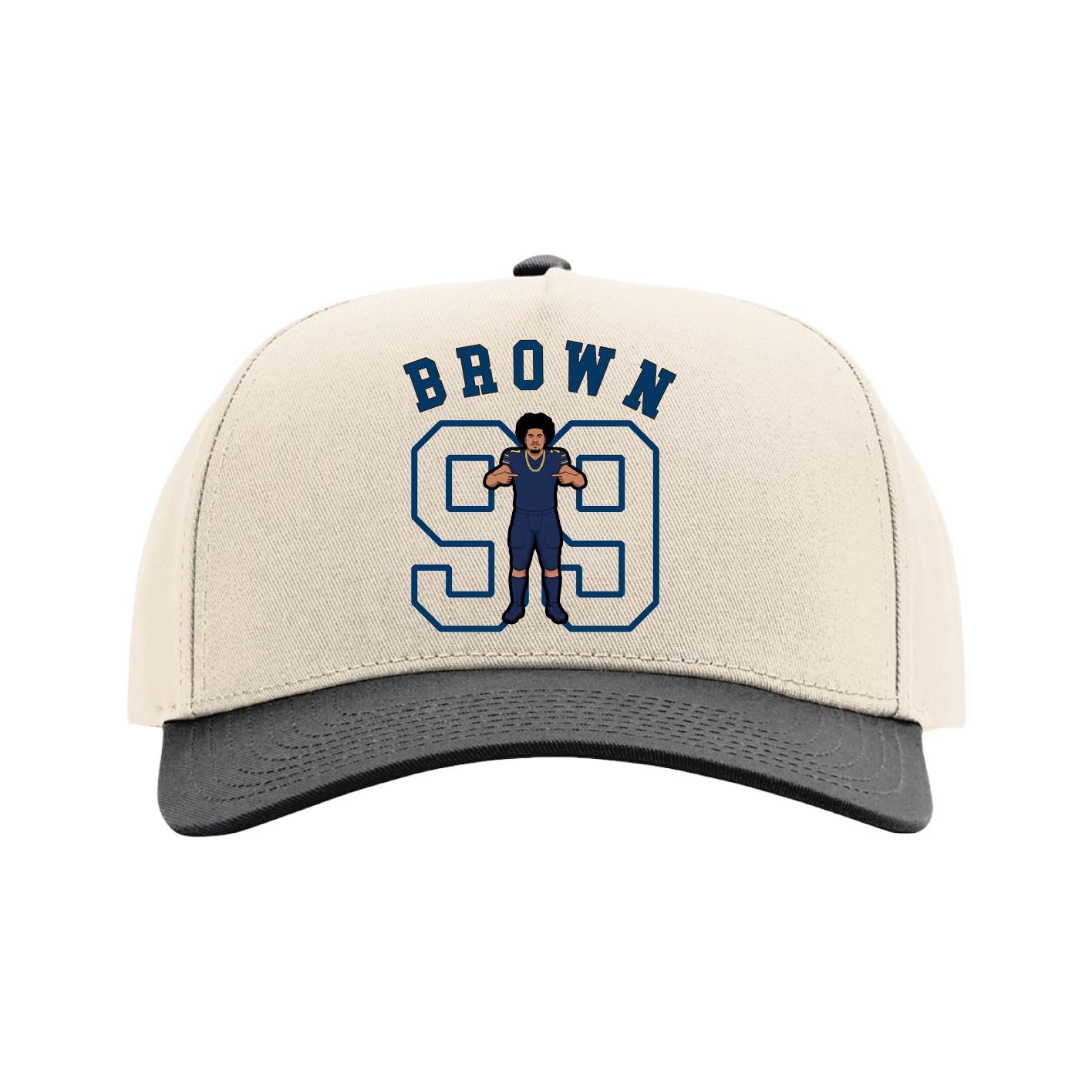 Full Fabric Five-Panel Champ Cap — Shirsey Arch in Cream/Black